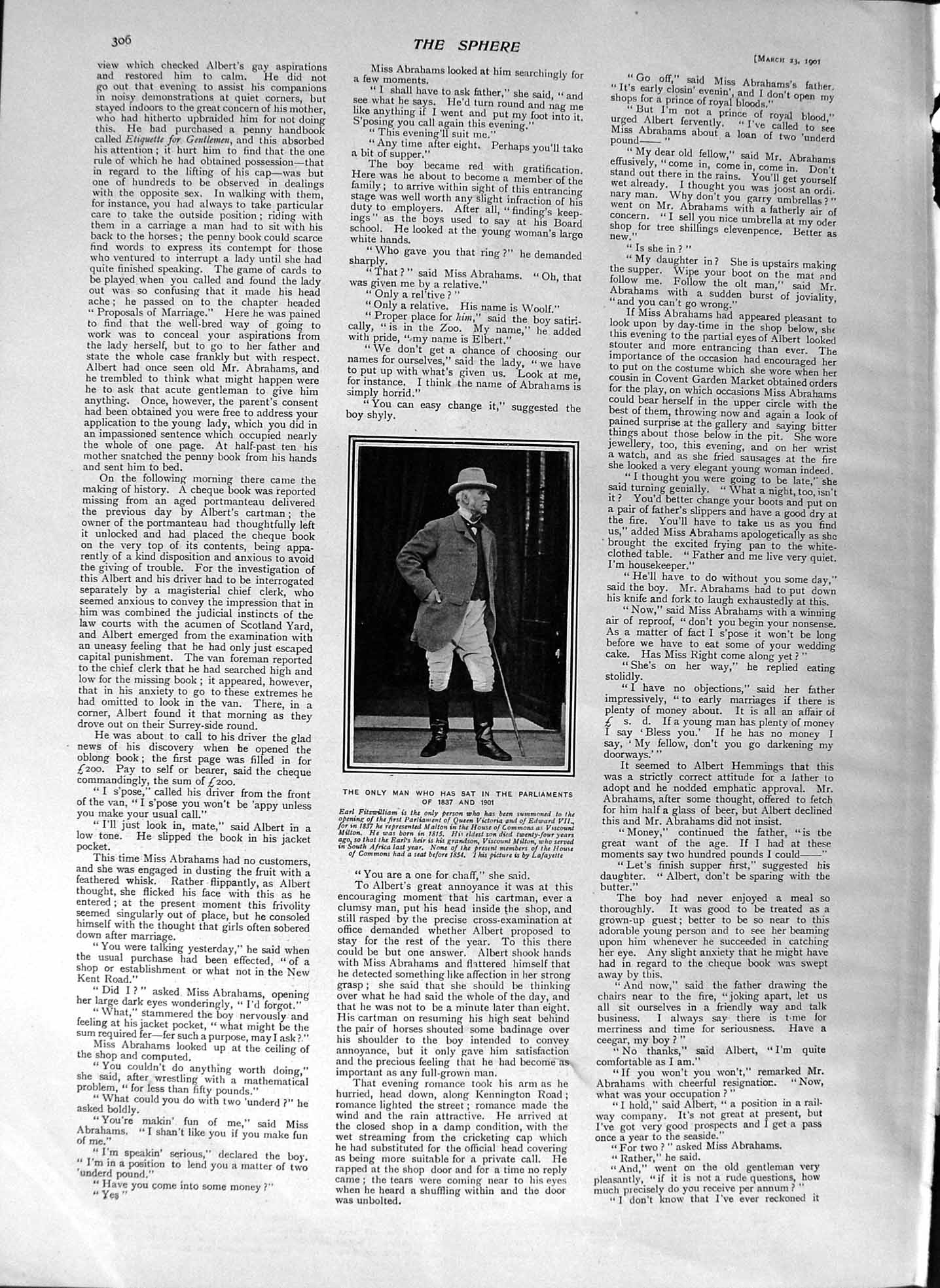 Original Old Antique Print 1901 Portrait Earl Fitswilliam Opening Parliament