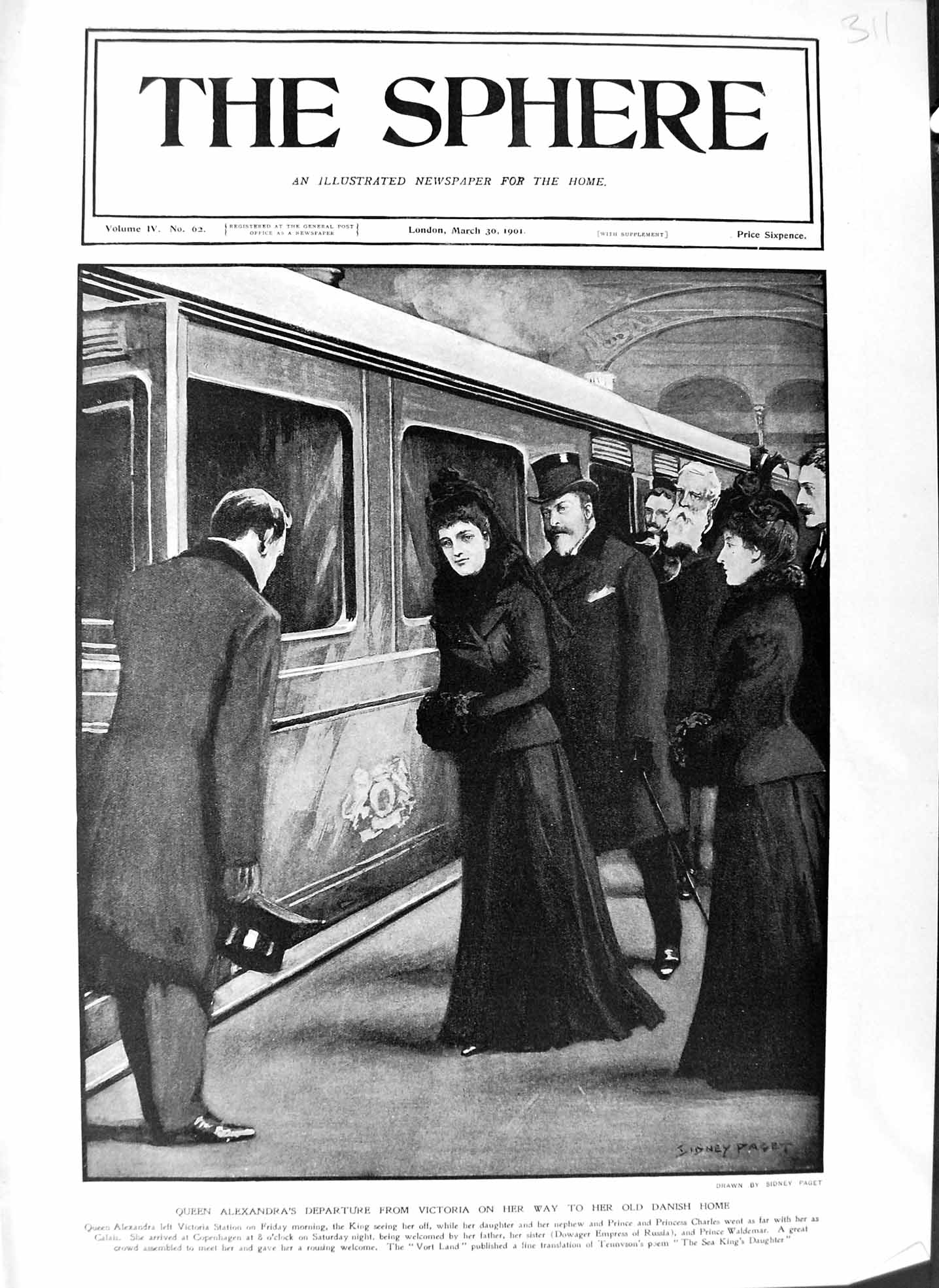 Original Old Antique Print 1901 Queen Alexandra Victoria Train Station Charles