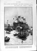 Old Antique Print 1901 Battle Ship Duncan Blackwall Dogs Queen Victoria 20th