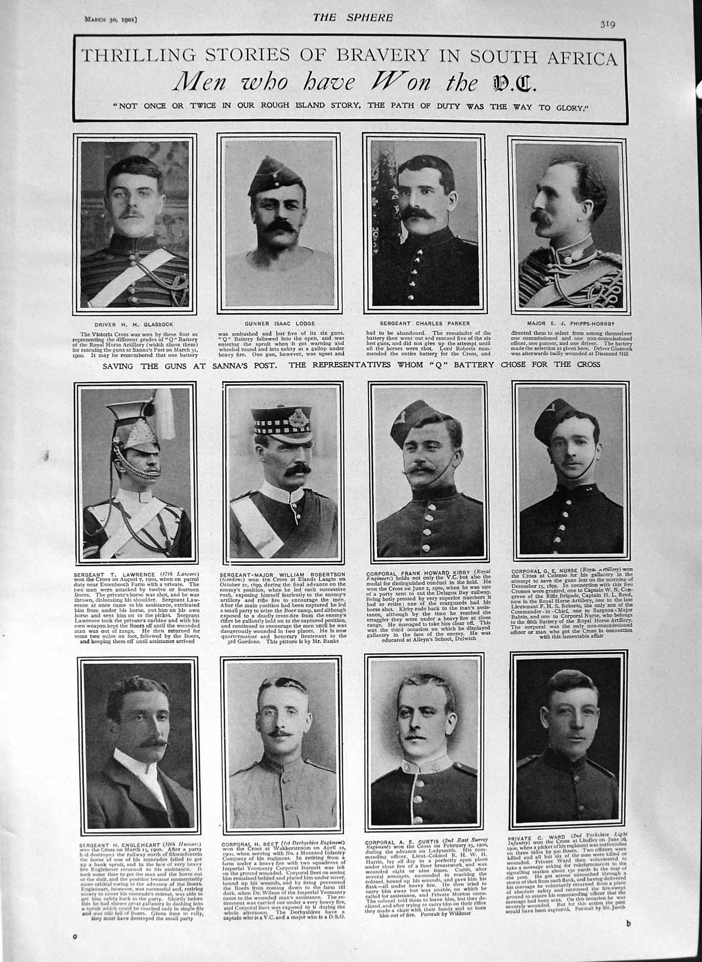 Old Antique Print 1901 Victoria Cross Lodge Robertson Kirby Beet Africa 20th