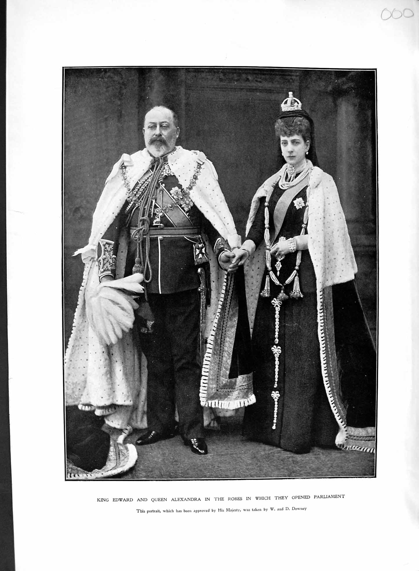 Original Old Antique Print 1901 King Edward Queen Alexandra Parliament Robes