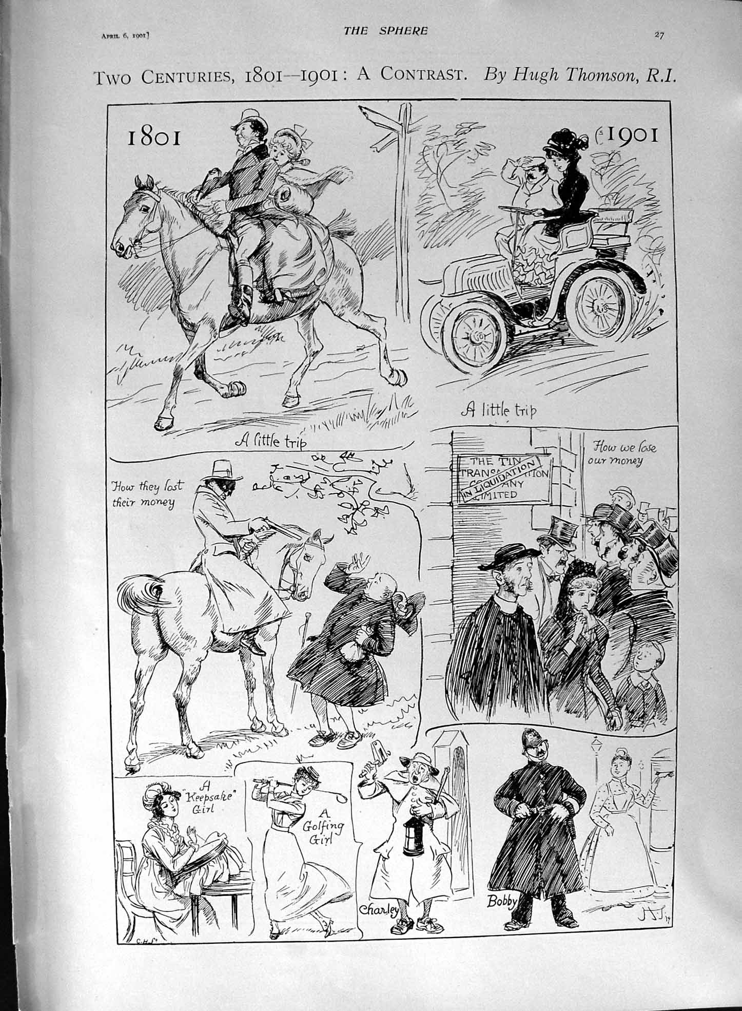 Original Old Antique Print 1901 Horse Highwayman Transport Armstrong Bamburgh