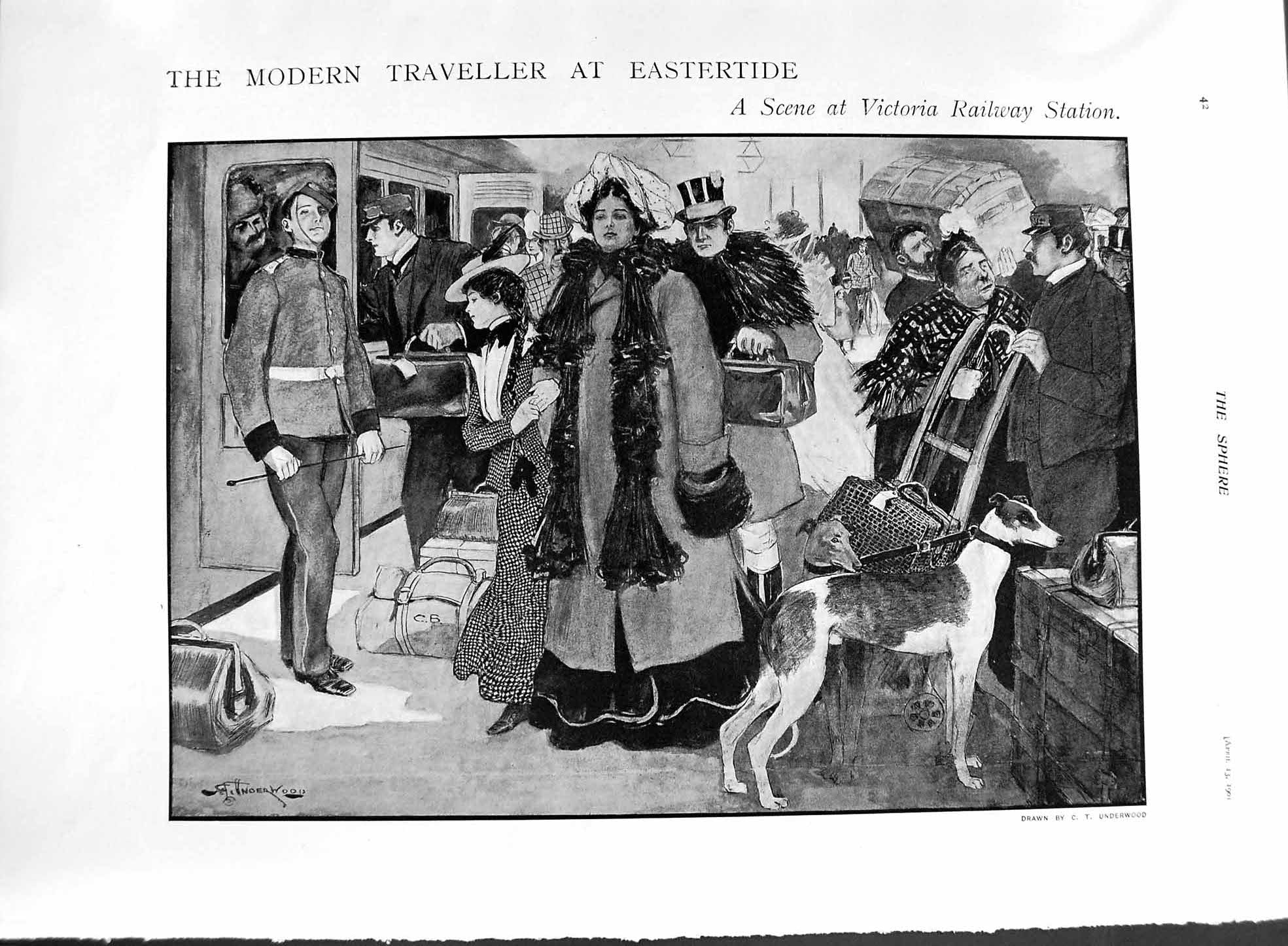 Original Old Antique Print 1901 Victoria Railway Station Victoria Cross Maxwell