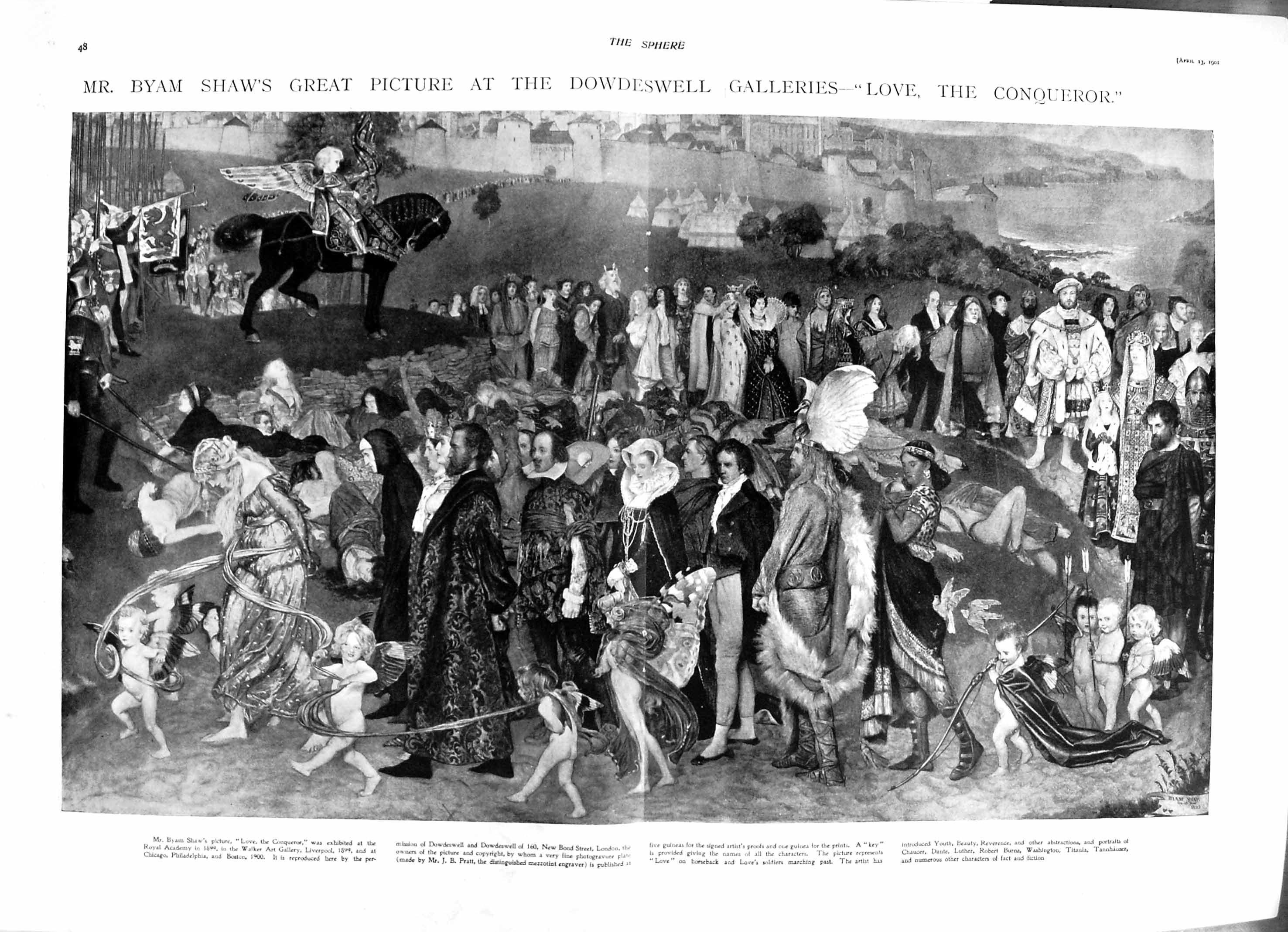 Original Old Antique Print 1901 Henry Irving Theatre Love Conqueror Dowdeswell 0