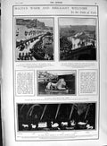 Old Antique Print 1901 Malta Duke York Water Carnival Valetta Caesar Ship 20th