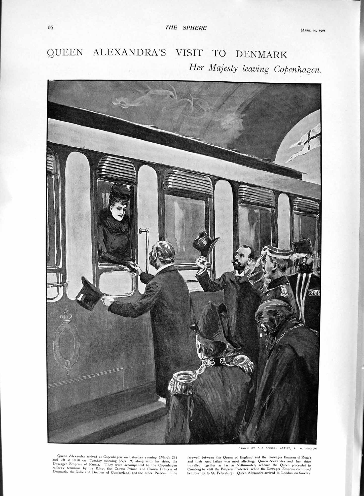 Old Antique Print 1901Queen Alexandra Denmark Train Headfort Ship Muskoka 20th