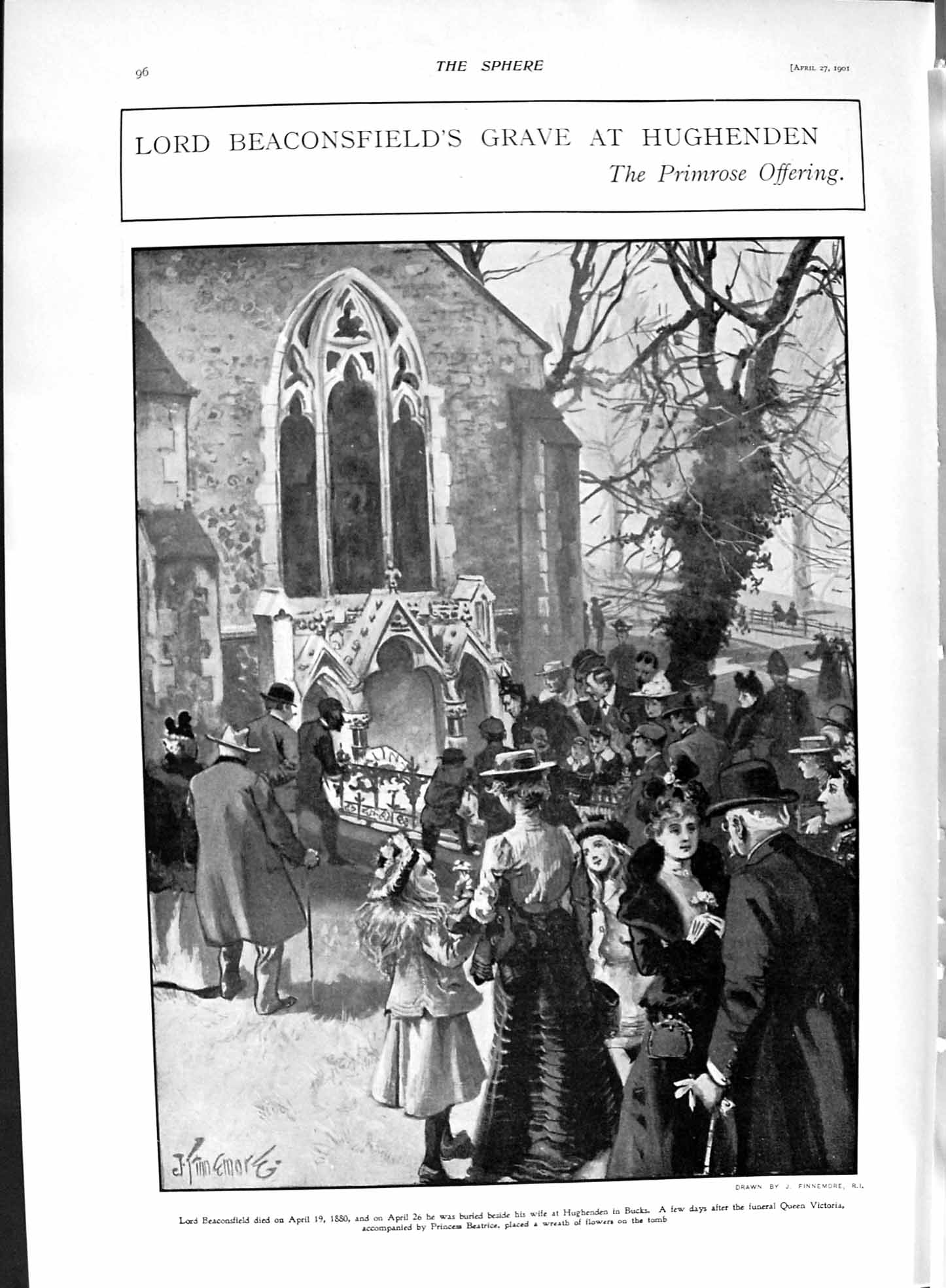 Old Antique Print 1901 Lord Beaconsfield Church Hughenden Bishop Stubbs 20th