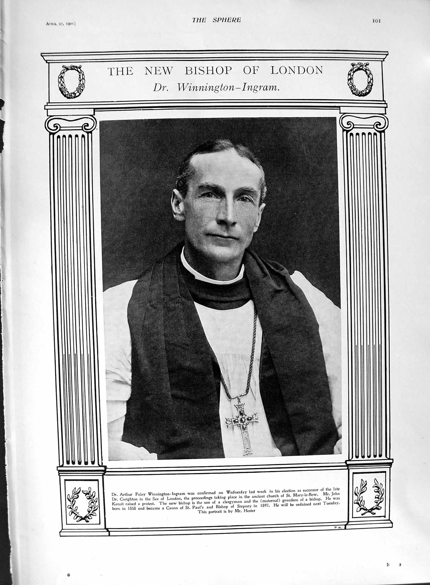 Old Antique Print 1901 Winnington-Ingram Bishop London Horton Cuff Jowett 20th