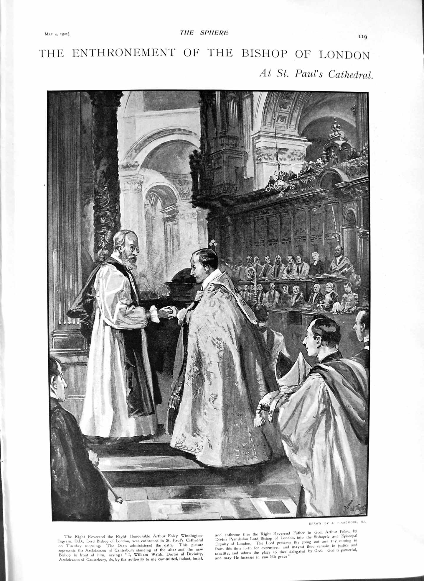 Old Antique Print 1901 Bishop London Winnington-Ingram Glasgow University 20th