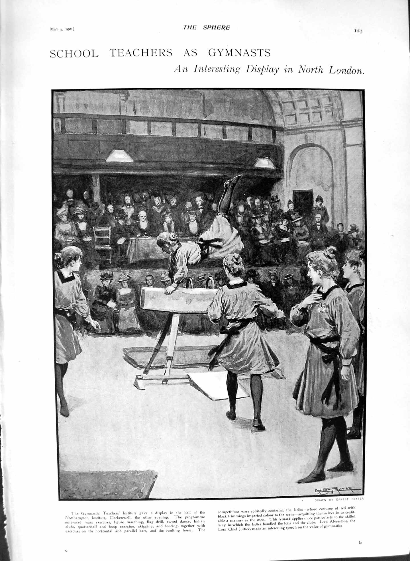 Old Antique Print 1901 School Teachers Gymnasts London Victoria Memorial 20th