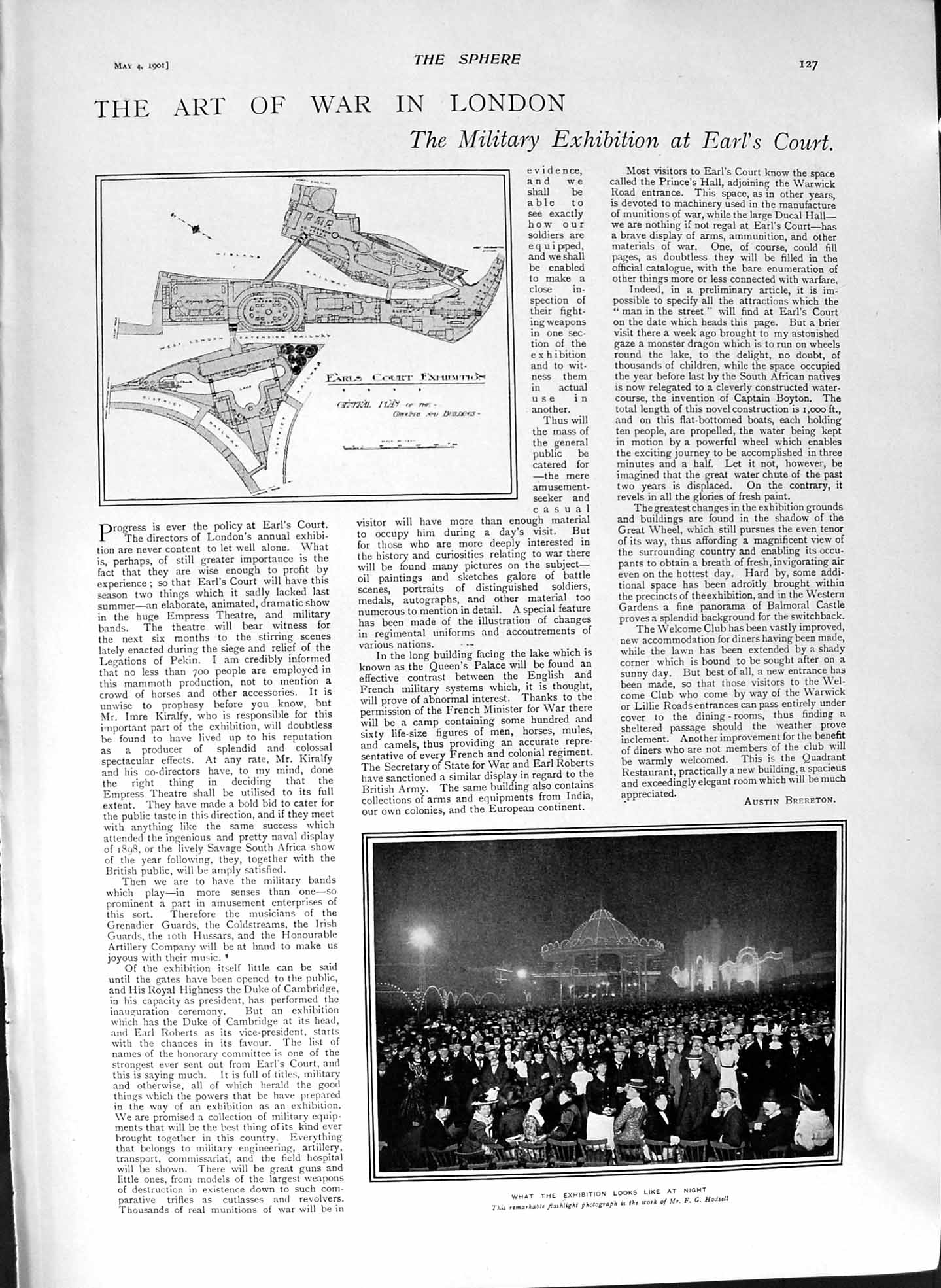 Original Old Antique Print 1901 Military Exhibition Earl'S Court Green London