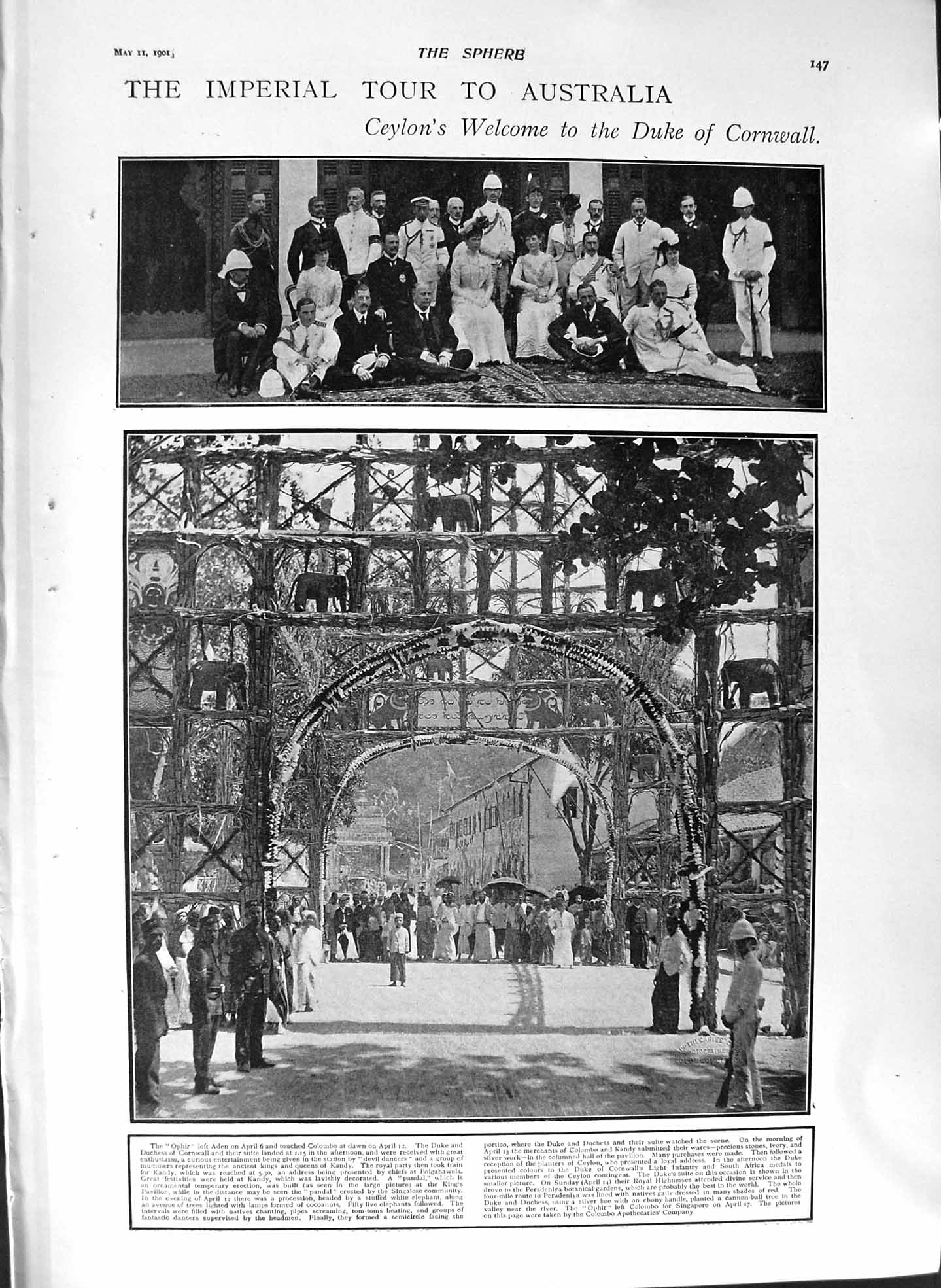 Old Antique Print 1901 Ceylon Duke Cornwall Colombo Luxemburg Edinburgh 20th