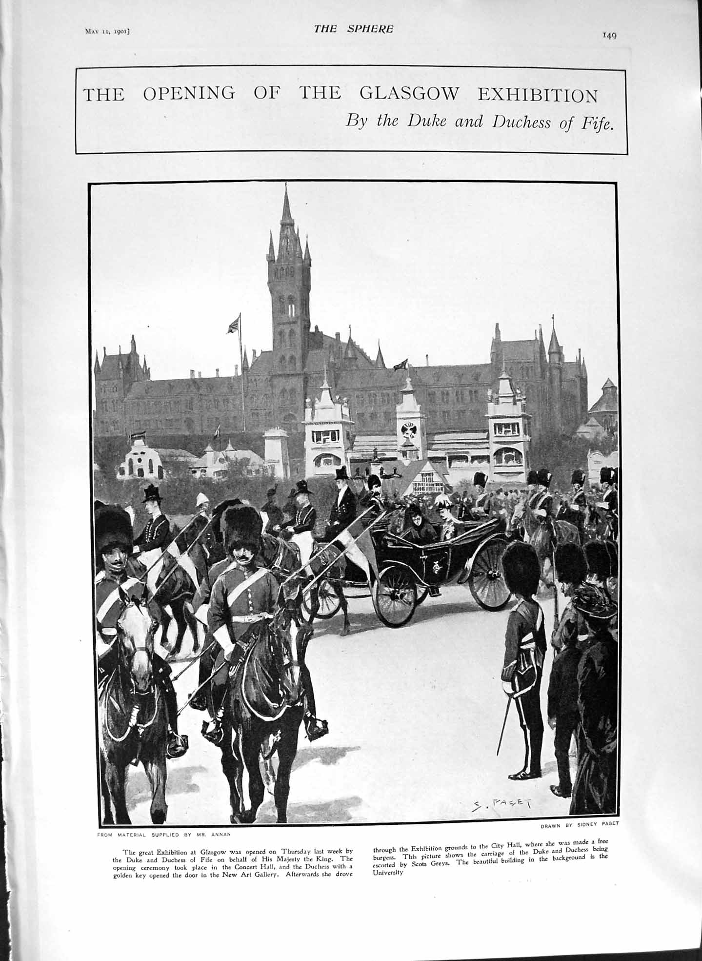 Original Old Antique Print 1901 Glasgow Duke Fife Cornwall Australia Parliament
