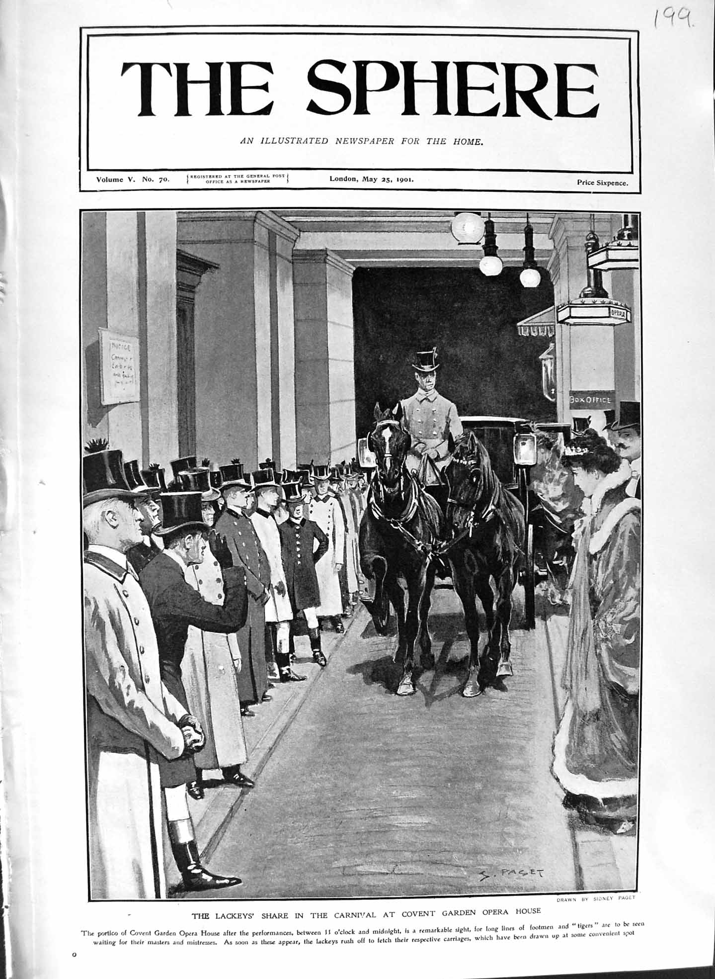 Original Old Antique Print 1901 Lackey'S Carnival Covent Garden Opera House
