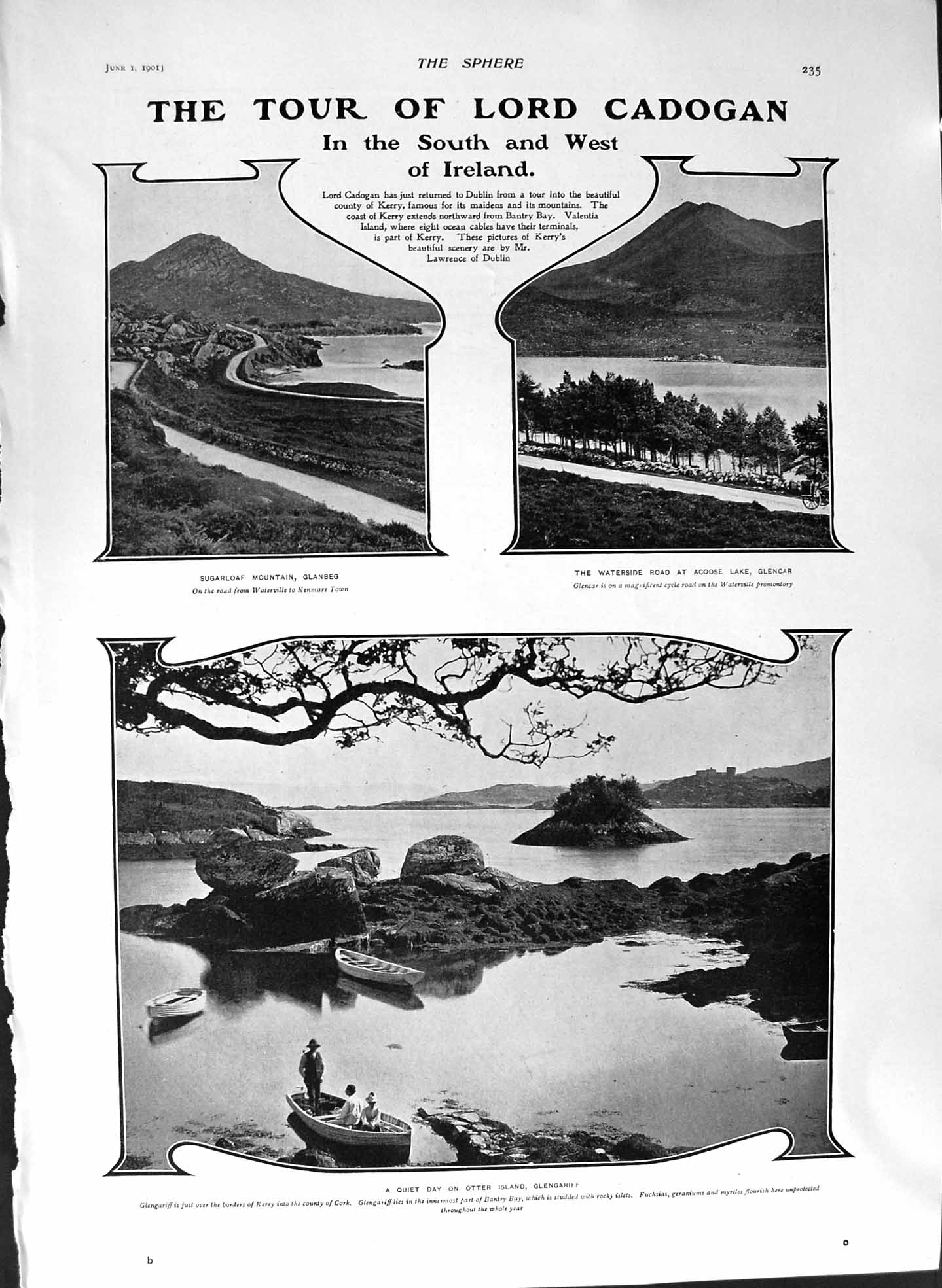 Old Antique Print 1901 Lord Cadogan Ireland Sugarloaf Glengariff Africa 20th