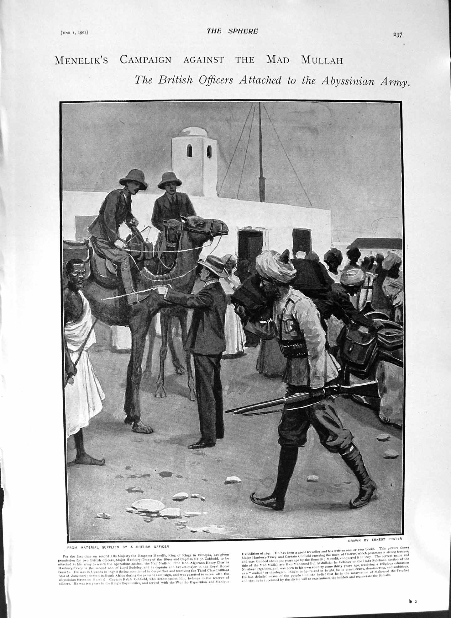 Original Old Antique Print 1901 Menelik Mullah Abyssinian Army Mckinley America