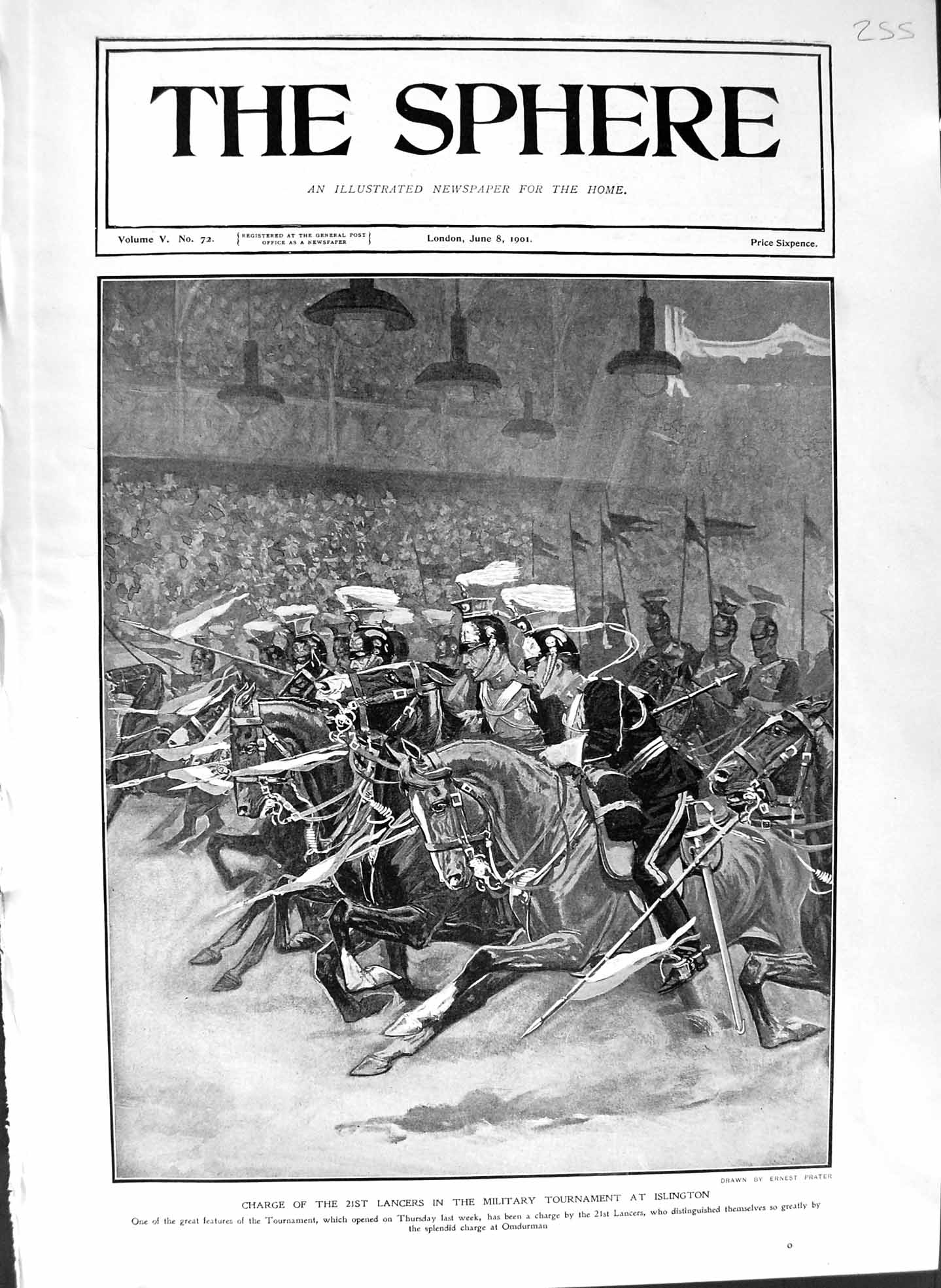 Old Antique Print 1901 Charge Lancers Military Tournament Islington War 20th