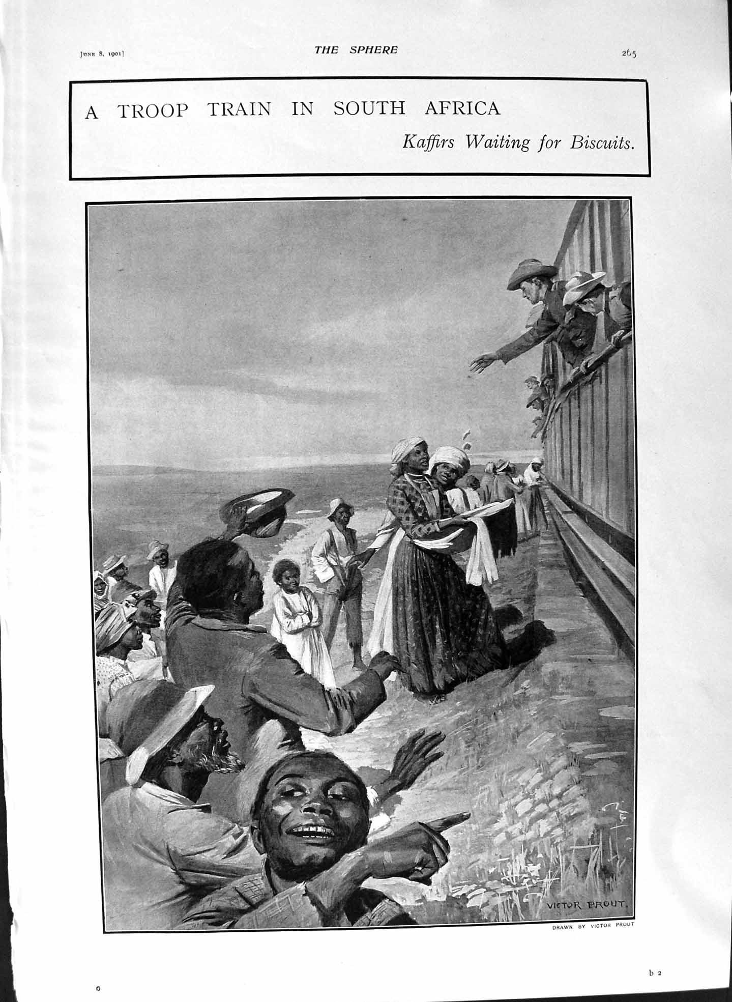 Original Old Antique Print 1901 Troop Train Africa Kaffirs Maori Ohinemutu Lake