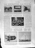 Original Old Antique Print 1901 Horse Livingstone Boat Congo Constitution Golf