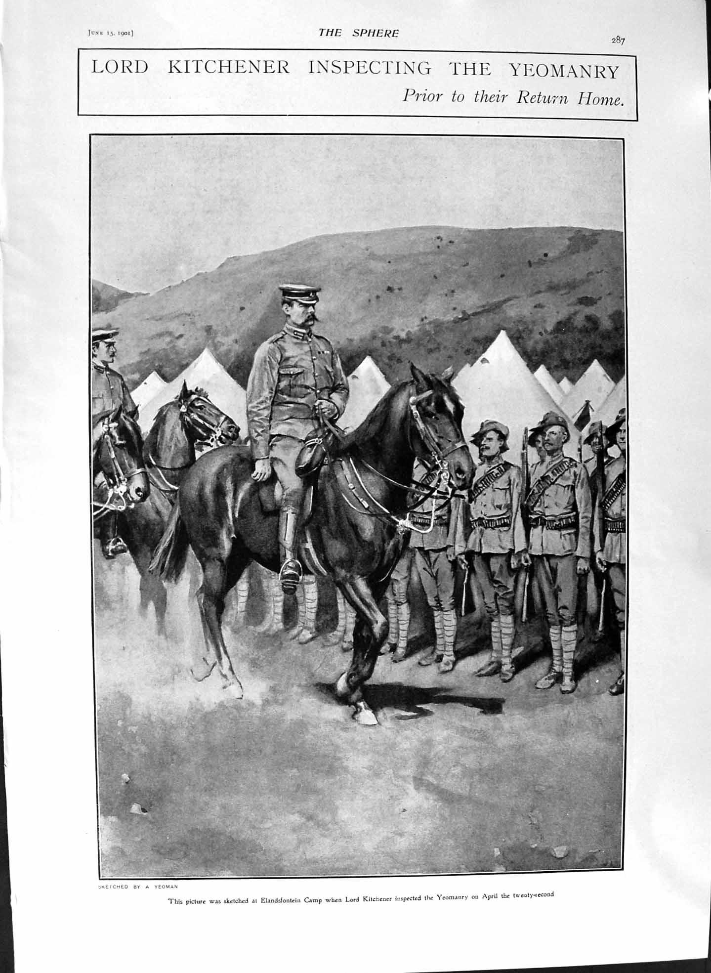 Old Antique Print 1901 Lord Kitchener Elandsfontein Buchanan Bond Portman 20th