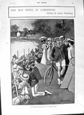 Old Antique Print 1901 Cambridge May Race River Lysistrata Tantallon Ship 20th