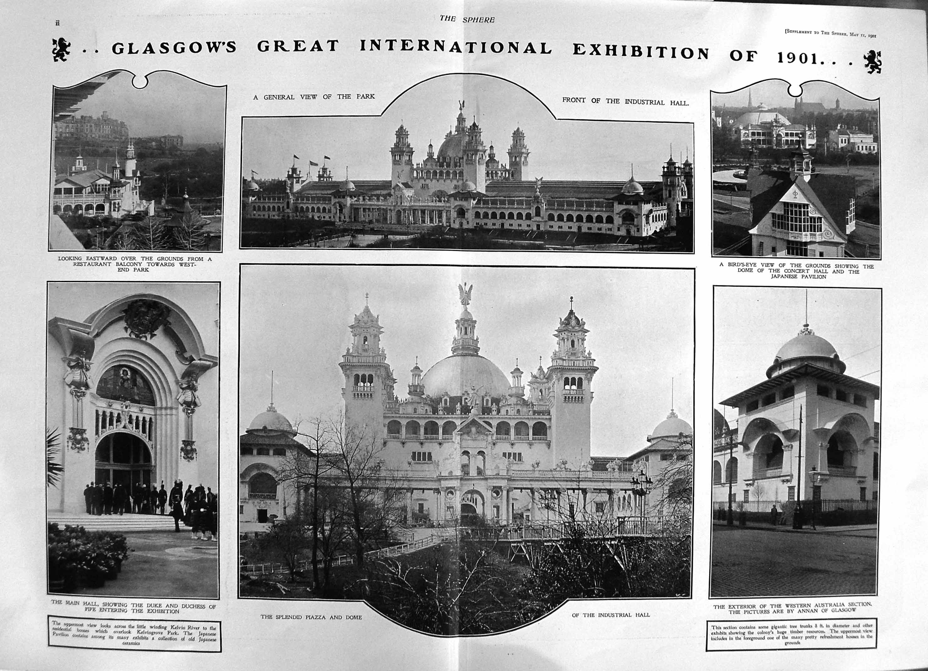 Old Antique Print 1901 Glasgow Exhibition Japanese Pavilion Duchess Fife 20th