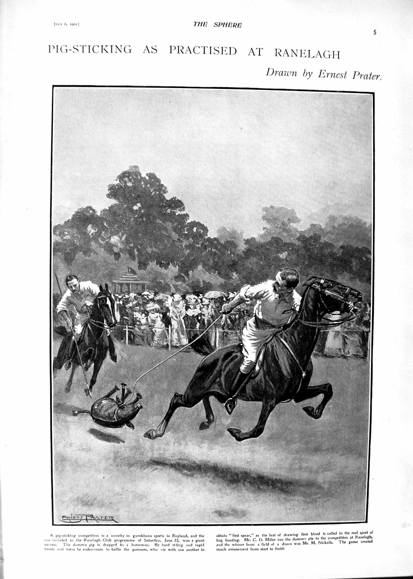 Old 1901 Pig-Sticking Ranelagh Horses Sport Brown-Potter Athletics Co Victorian