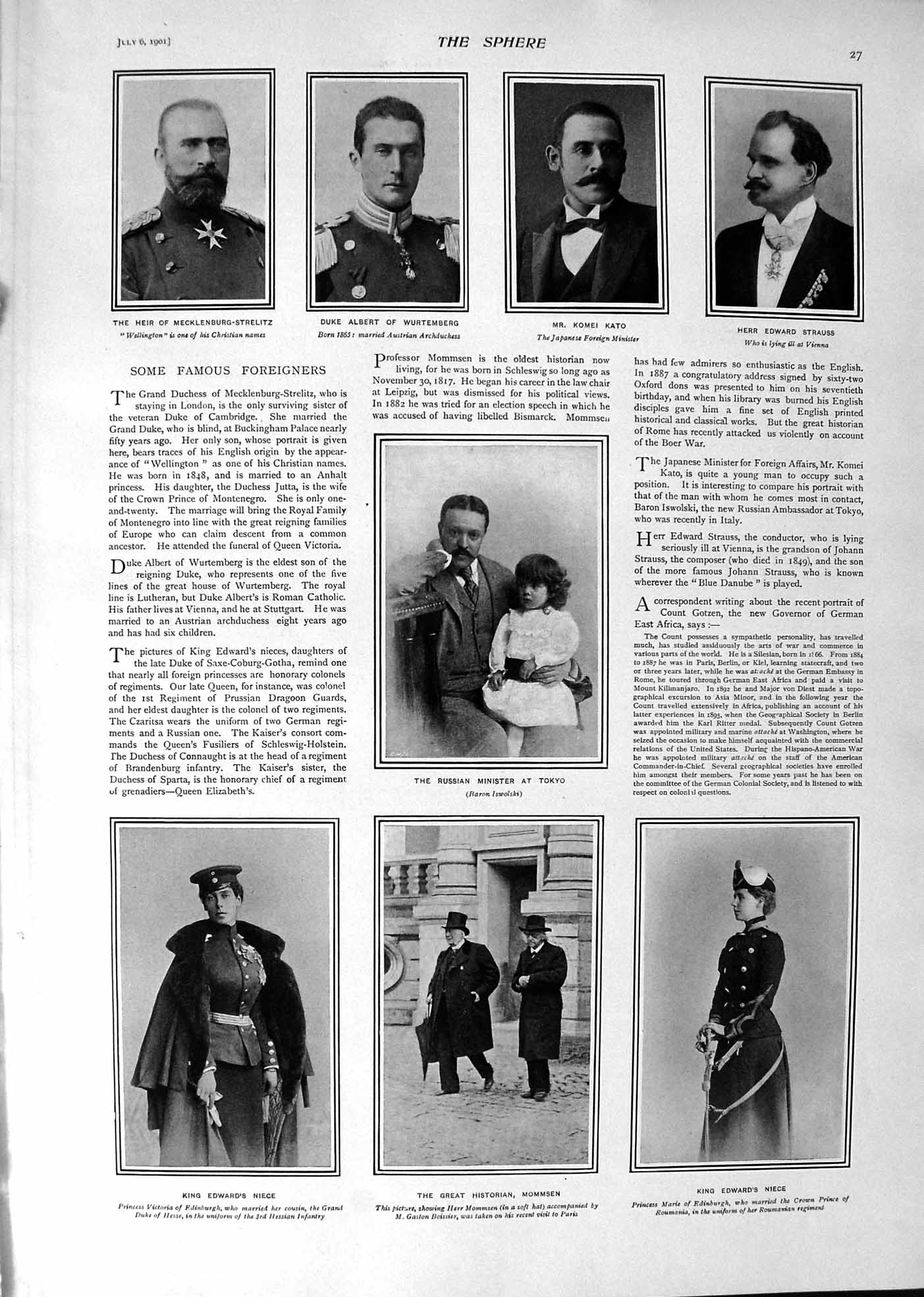Old 1901 Duke Wurtemberg Kato Strauss Tokyo Mommsen Marie Edinburgh N Victorian