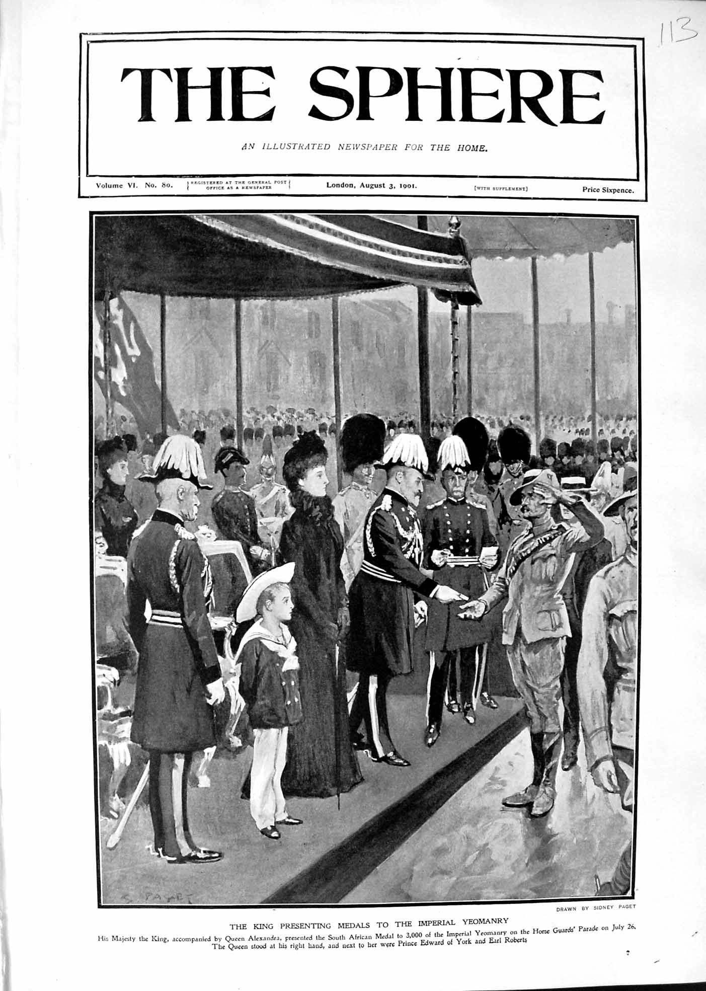 Old 1901 King Presenting Medals Imperial Yeomanry Queen Alexandra Hor Victorian