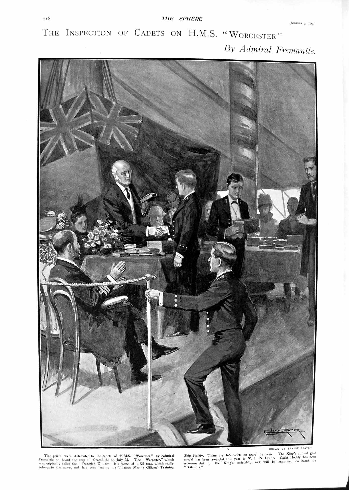 Old 1901 Cadets Prizes Ship Worcester Fremantle Rev. Brooke Westcott Victorian