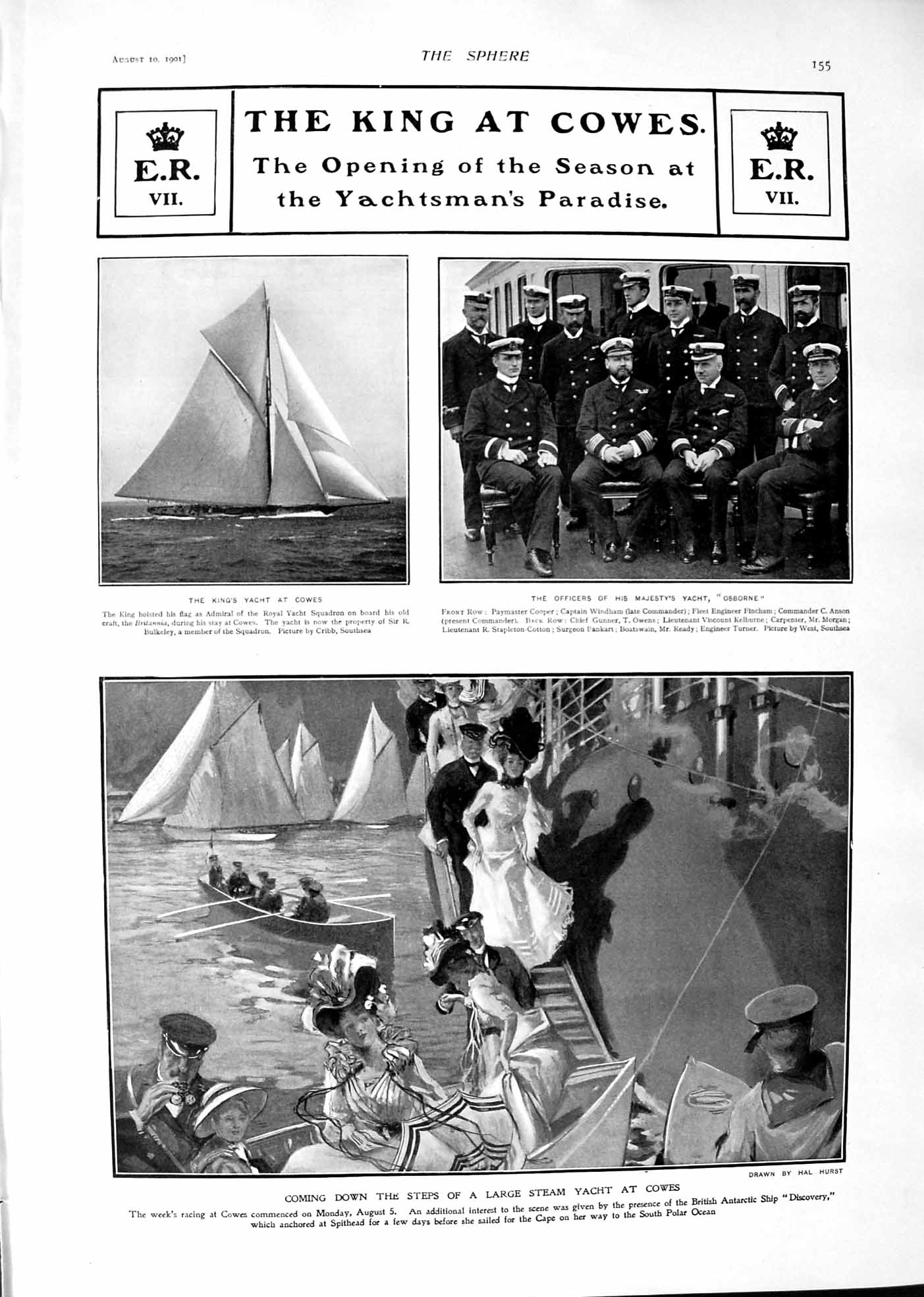 Old 1901 King Cowes Yacht Britannia Osborne Ship Discovery Lightning Victorian
