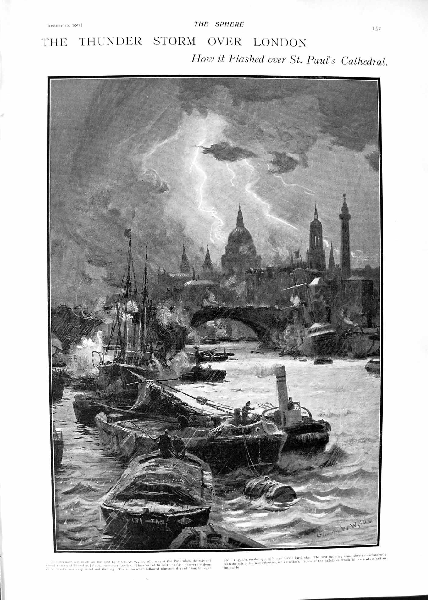 Old 1901 Thunder Storm London St. Paul'S Cathedral Tourist Train Rail Victorian