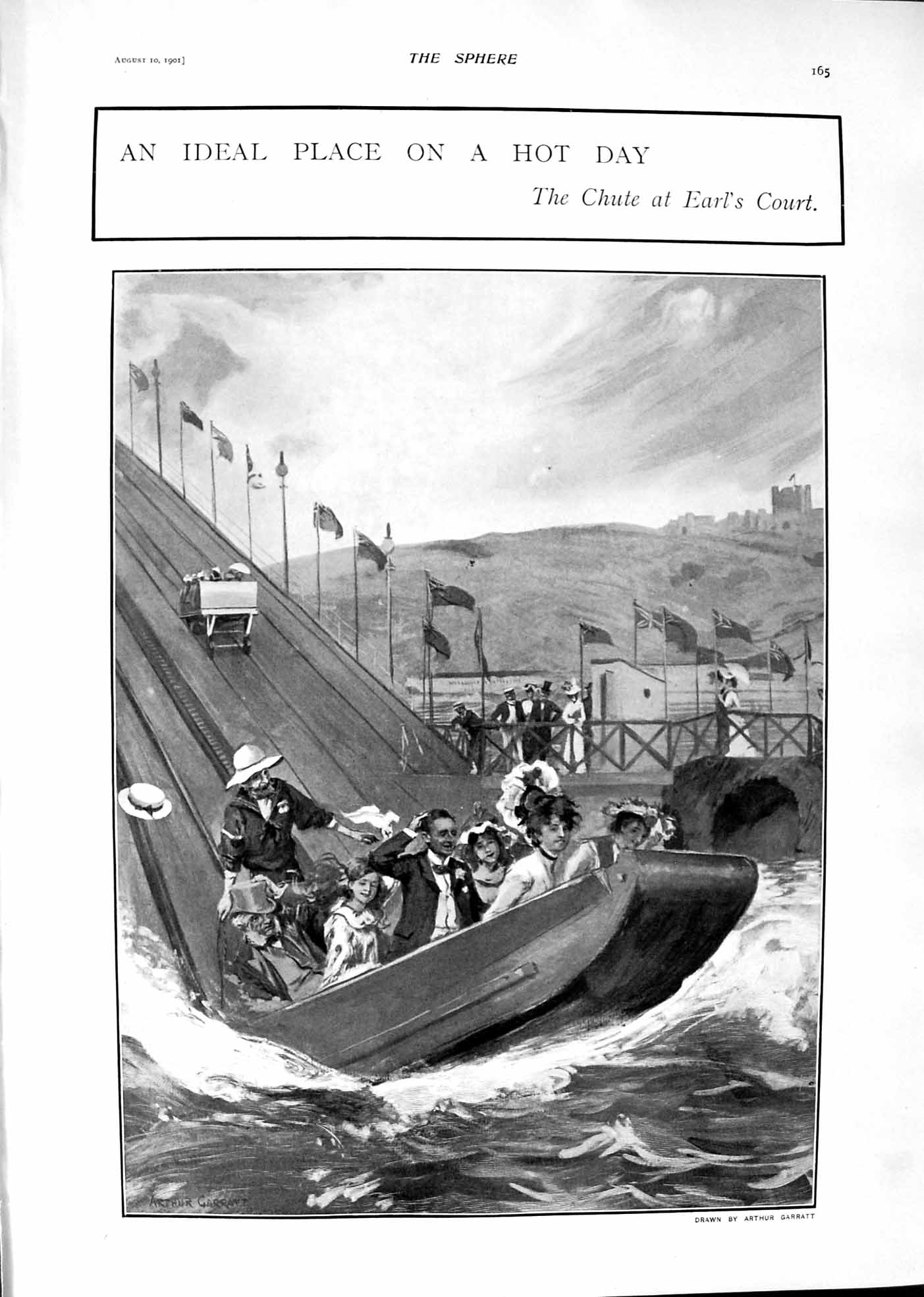 Old 1901 Scene Water Chute Earls Court Family Entertainment Arthur Ga Victorian