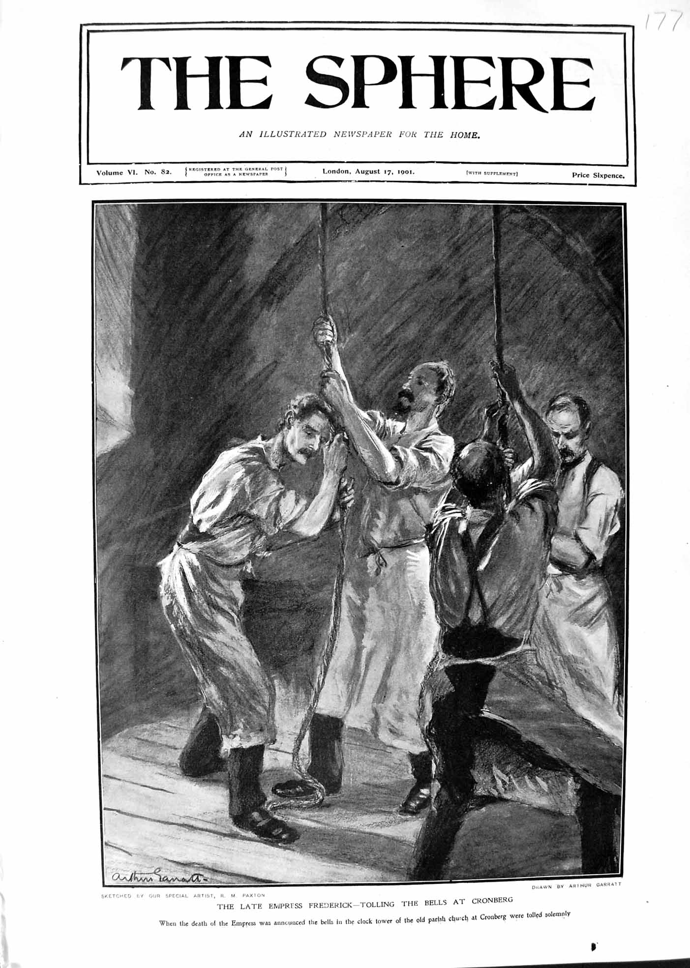 Old 1901 Scene Empress Frederick Tolling Bells Clock Tower Church Cro Victorian