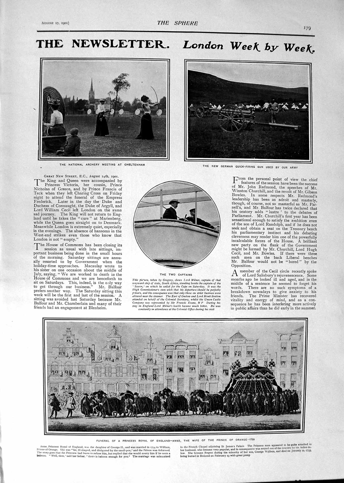 Old 1901 Archery Cheltenham Funeral Princess Anne Orange Prince Henry Victorian