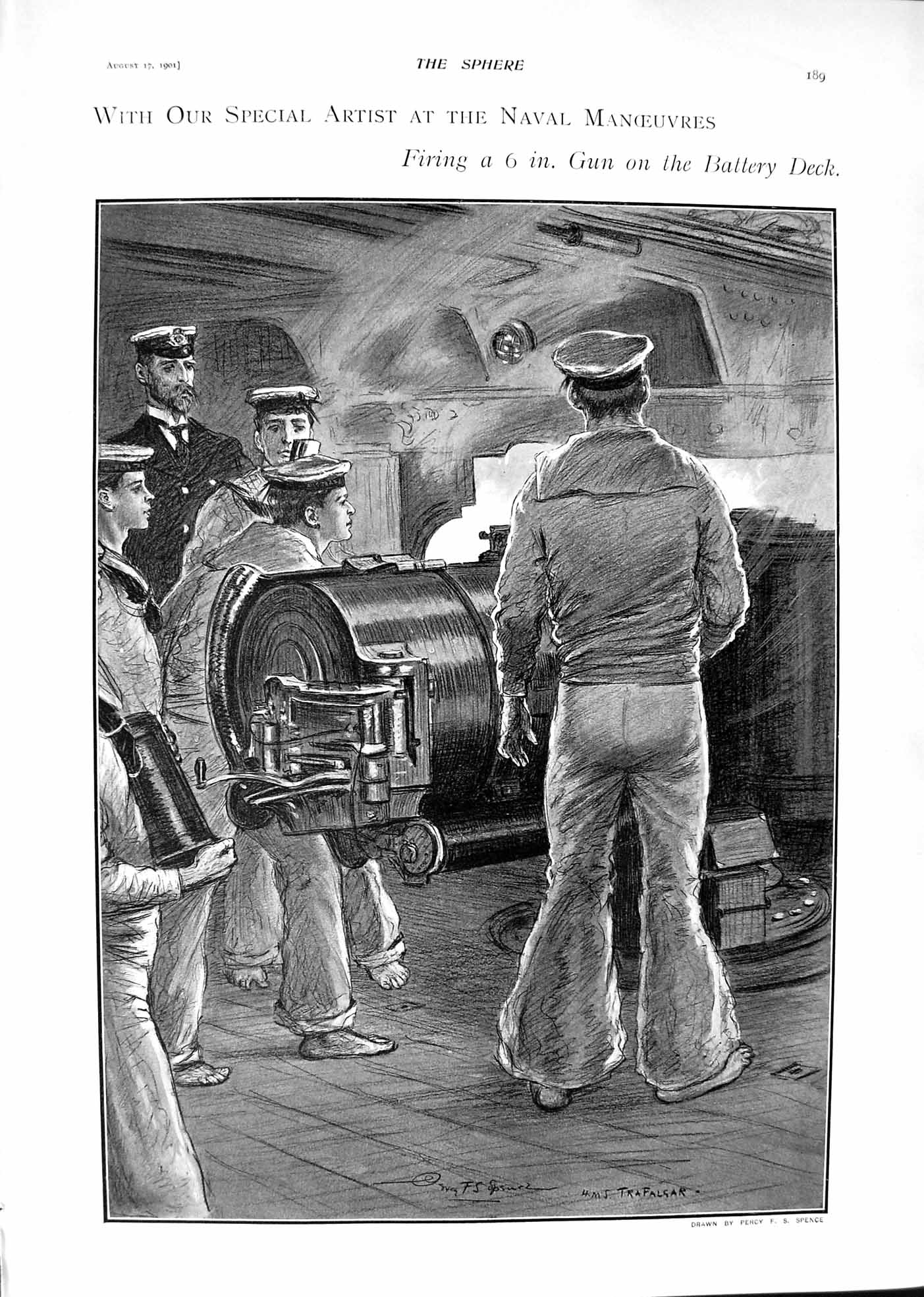 Old 1901 Navy Manoeuvres Sailors Battery Deck Trafalgar Ship Buddha G Victorian