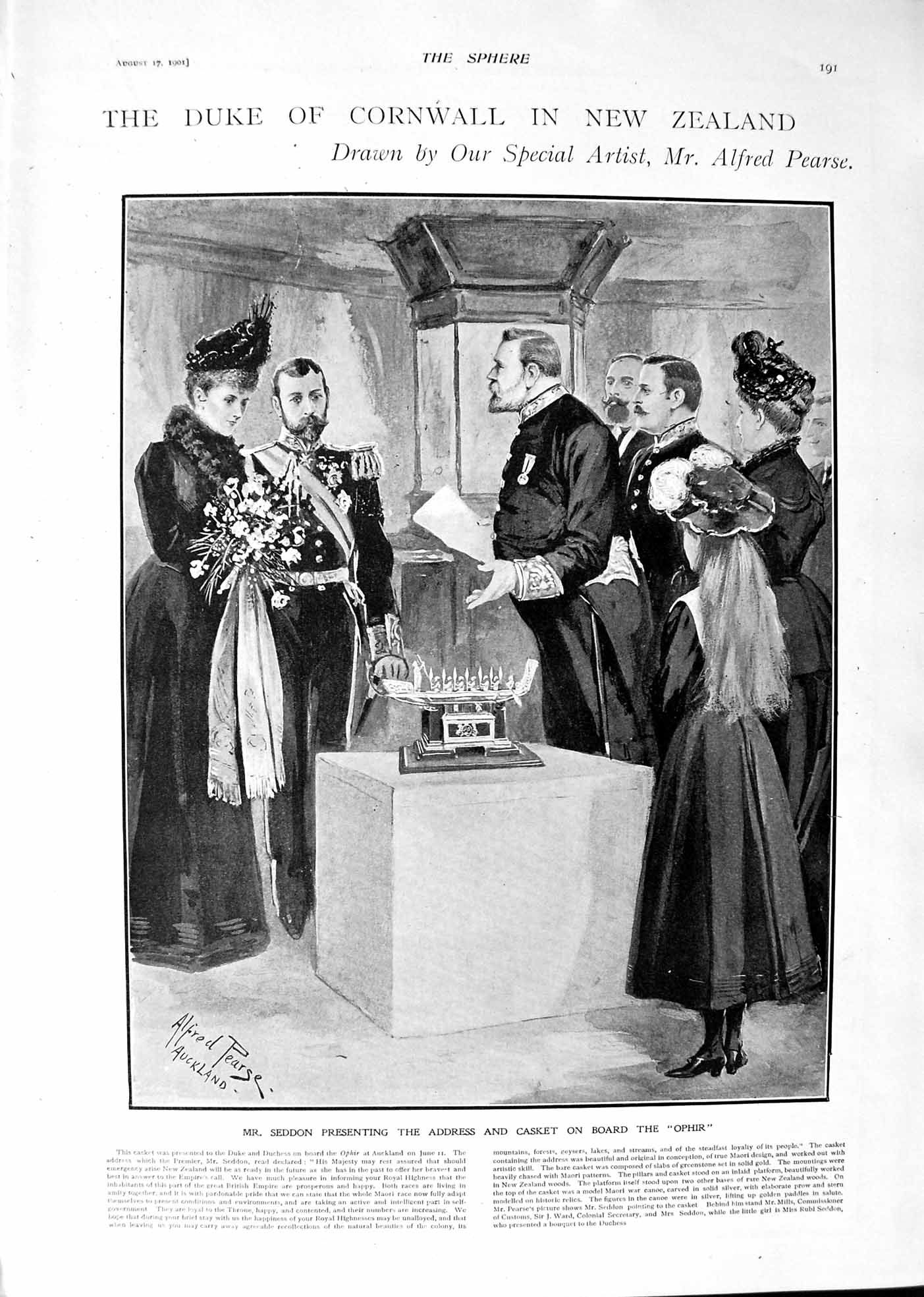 Old 1901 Duke Cornwall New Zealand Seddon Presenting Address Casket S Victorian