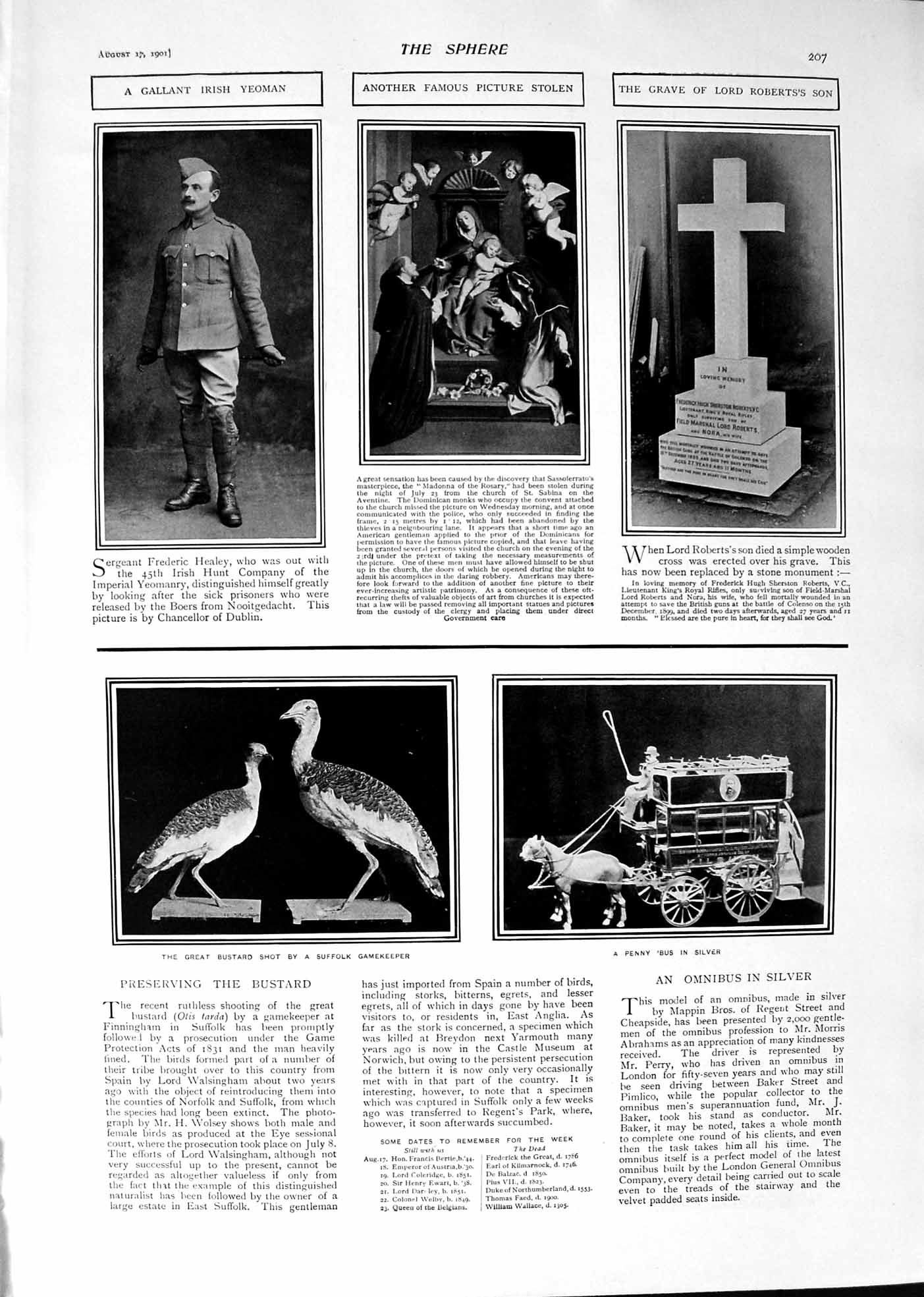 Old 1901 Frederic Healey Bustard Bird Lord Roberts Grave Penny Bus La Victorian