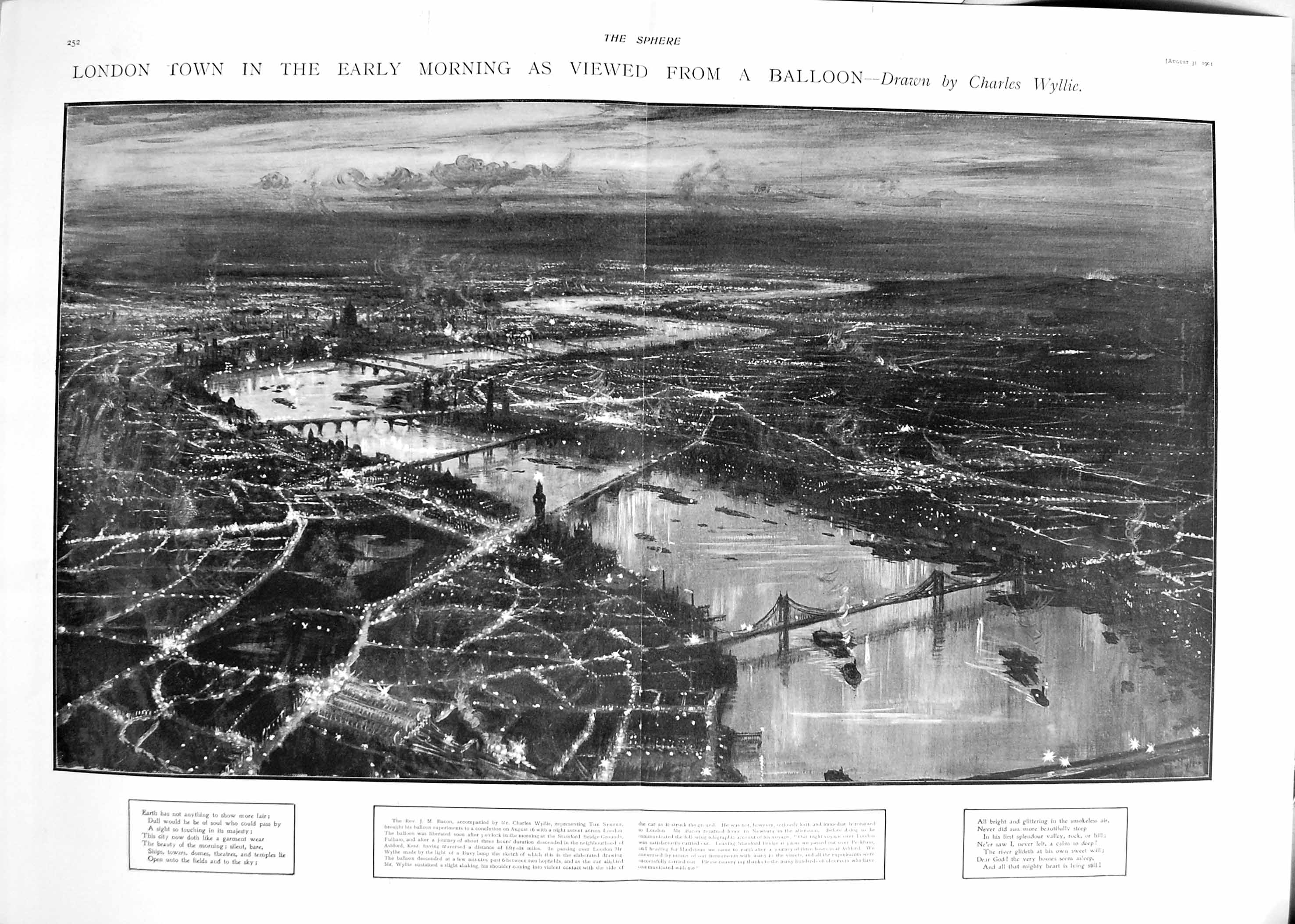 Old 1901 Alpine Mountaineering De La Aiguille Balloon View London Cha 20th