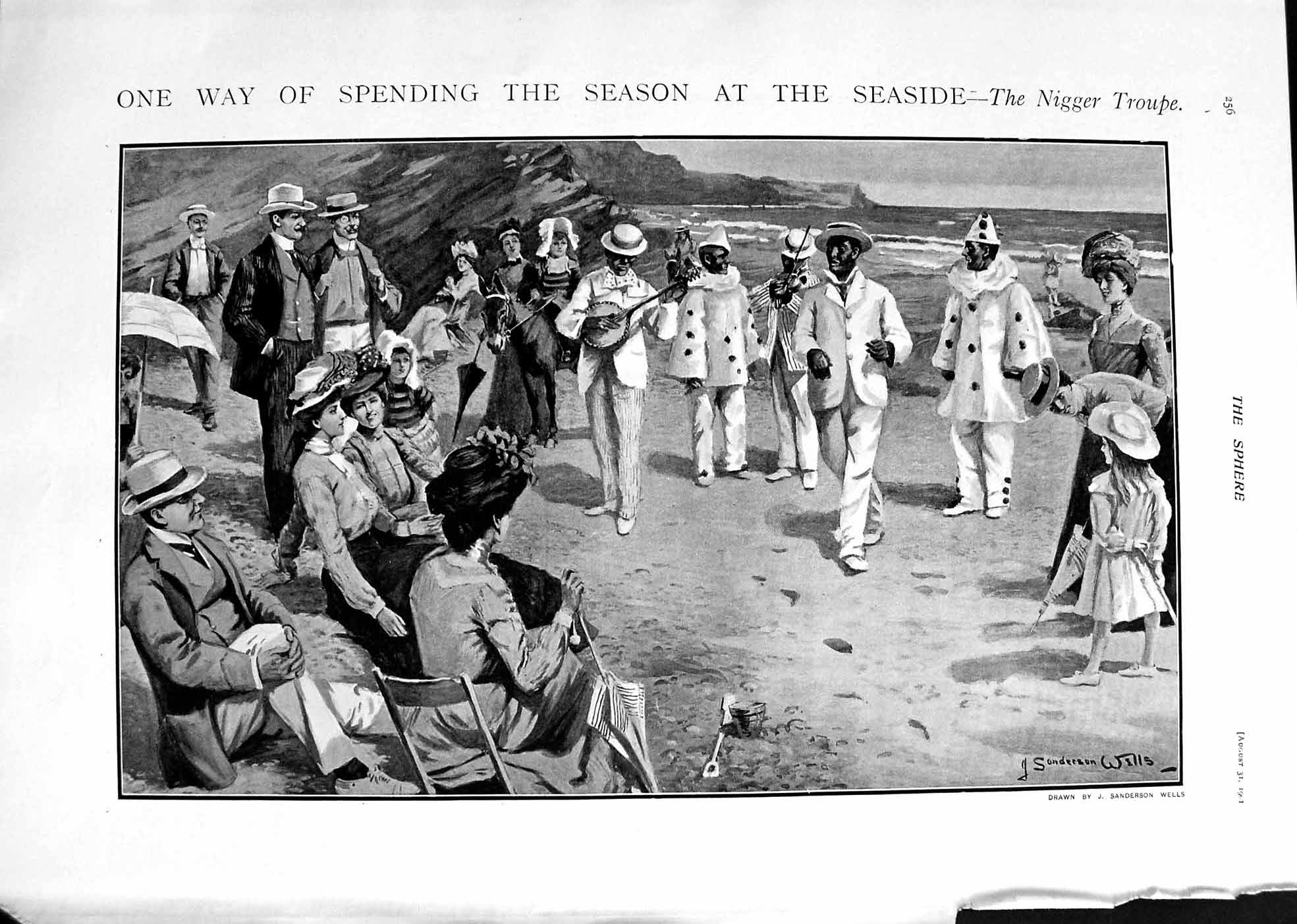 Old 1901 Black People Troupe Seaside Verkes Fournier Bishop Durham Fa Victorian