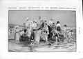 Antique Old Print 1901 Children Building Castles Sand Seaside Scene Hewlett