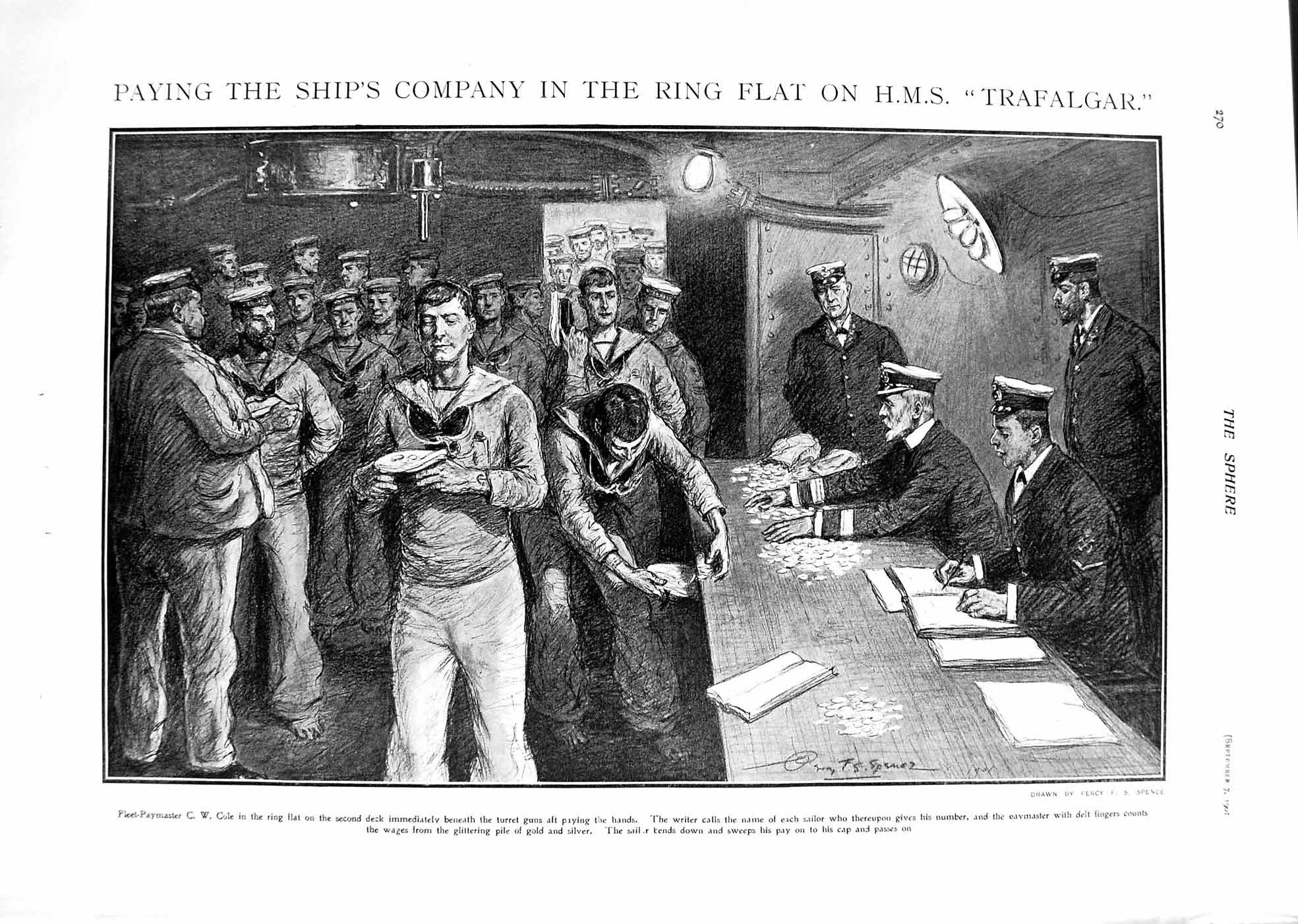 Old 1901 Paymaster Ship Trafalgar Sailors Pay King Dinner Ritter'S Pa Victorian