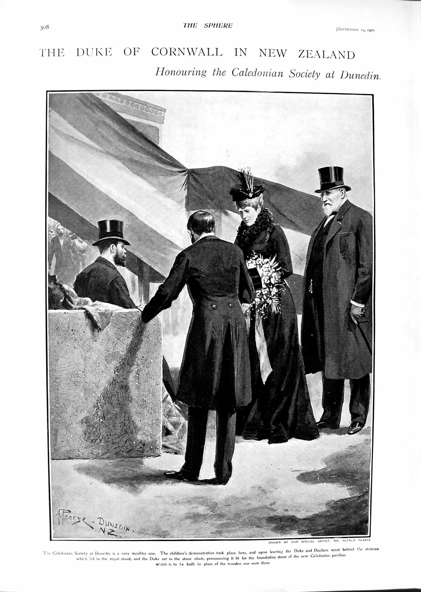 Old 1901 Duke Cornwall Zealand Caledonian Society Dunedin Lord Tennys Victorian