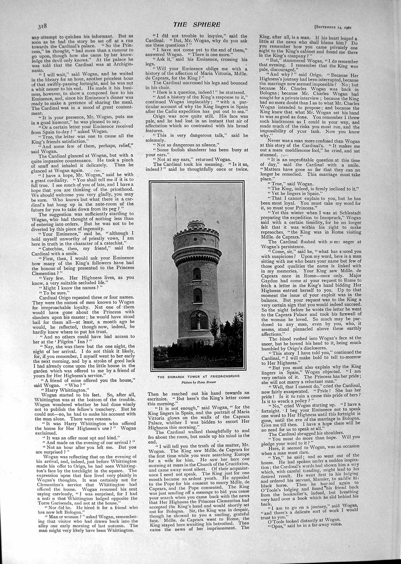 Antique Old Print 1901 Photograph Bismarck Tower Friedrichsruhe Hans Breuer
