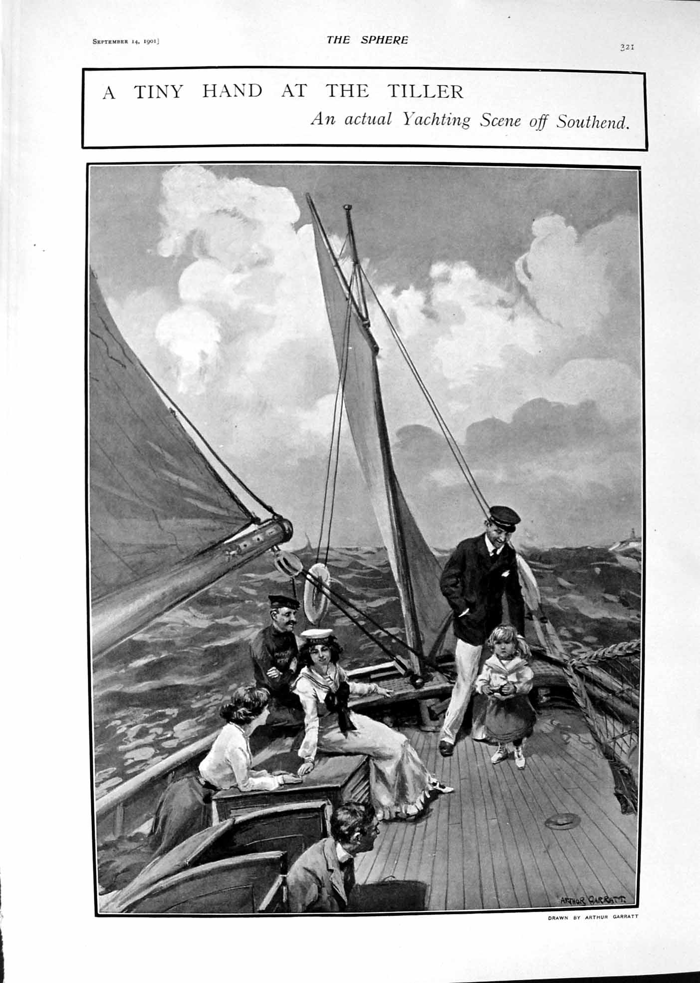 Old 1901 Yacht Scene Southend Constance Collier Firefly Lady Theatre Victorian