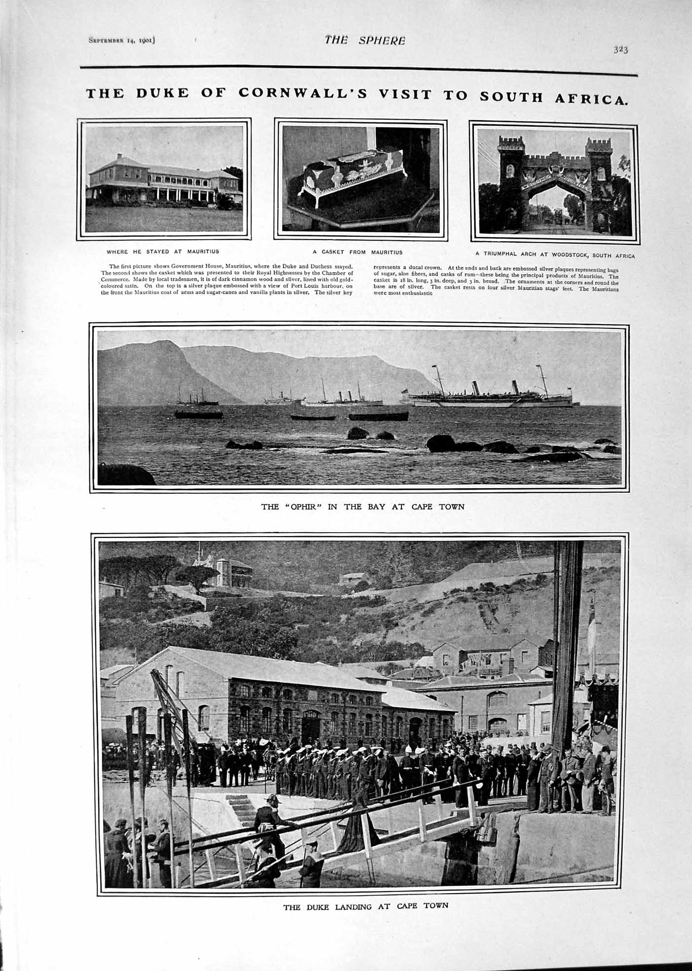 Old 1901 Duke Cornwall Africa Ophir Ship Cape Town Arch Woodstock Lad Victorian