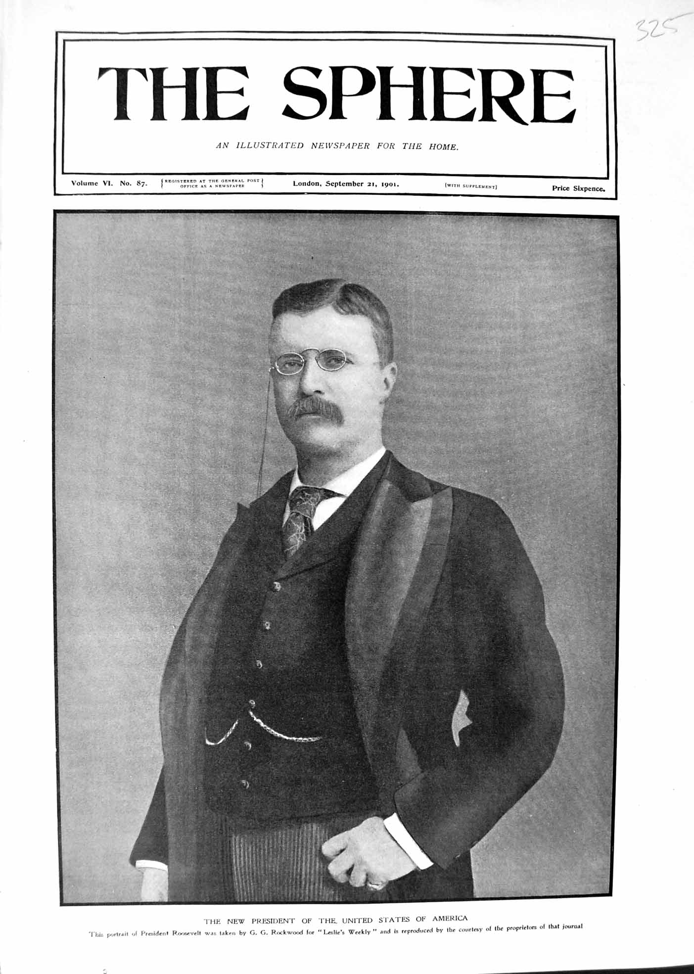 Old Antique Print 1901 President United States America Roosevelt Rockwood 20th