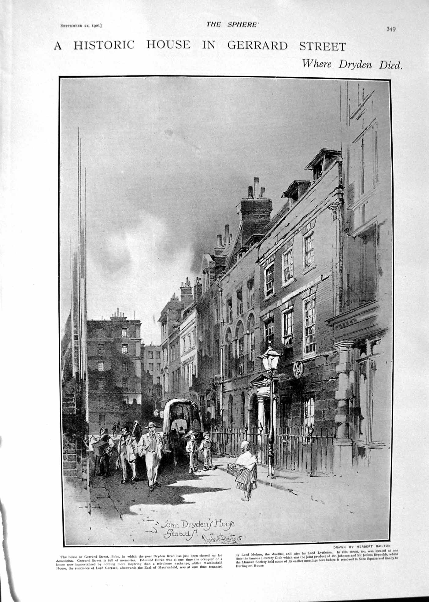 Old 1901 Historic House Gerrard Dryden Poet Soho General French War F Victorian