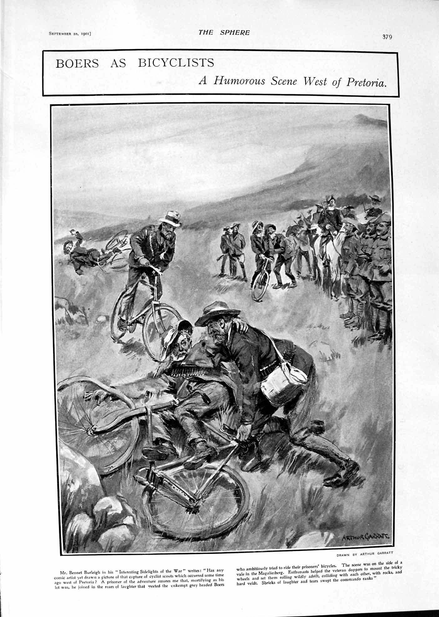 Old Print 1901 Boer War Siers Bicyclists Pretoria Burlreigh Devon Fisher 20th