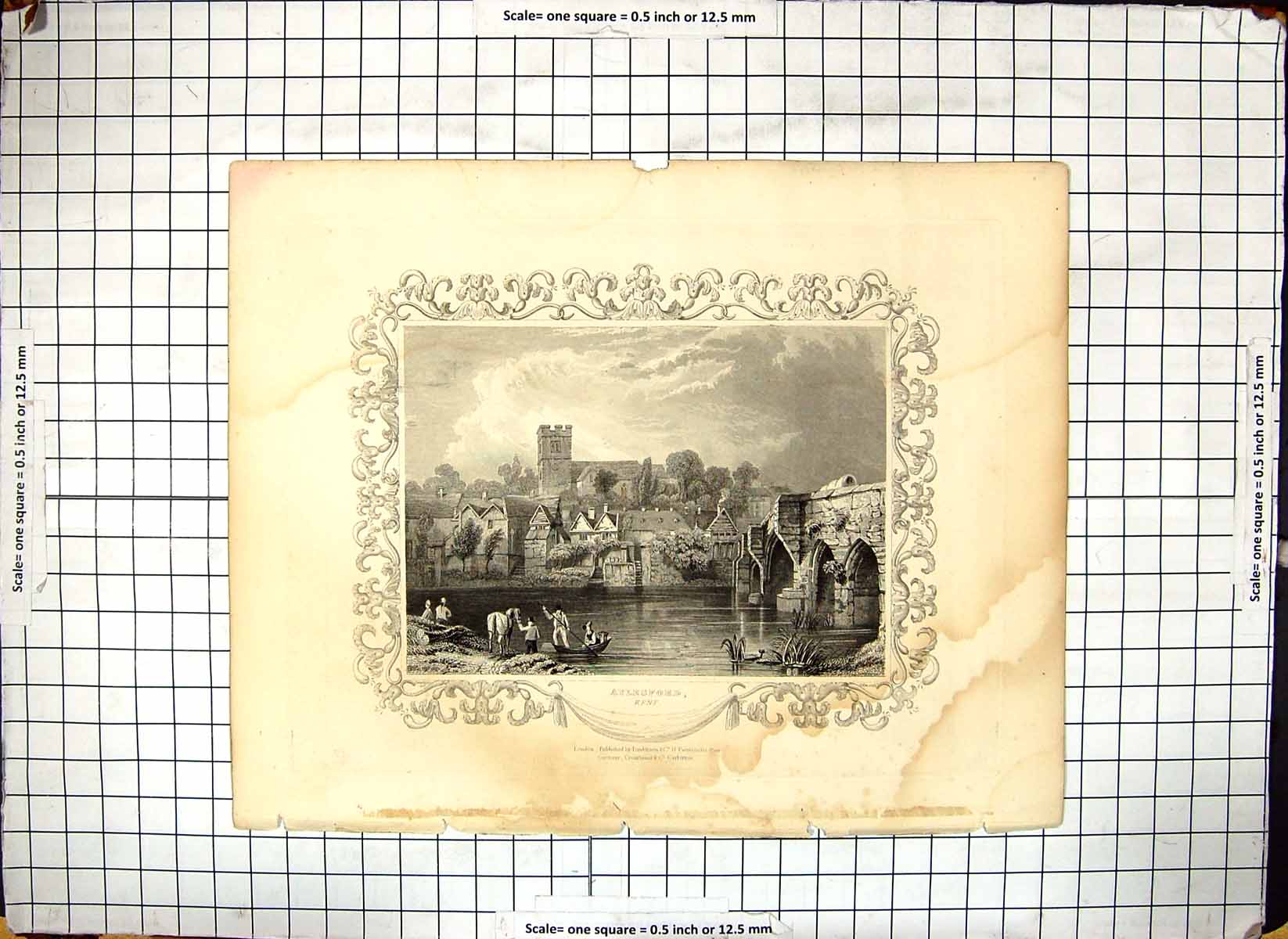 Old Aylesford Kent England Horse Little Boat Tombleson How Engraving